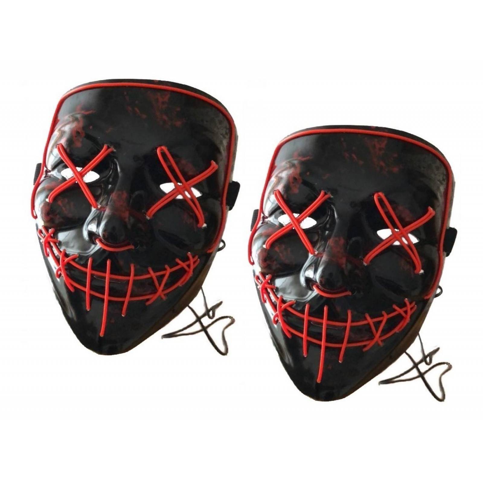 Dos (2) Mascaras Purga Led Iluminadas Halloween Color Rojo .