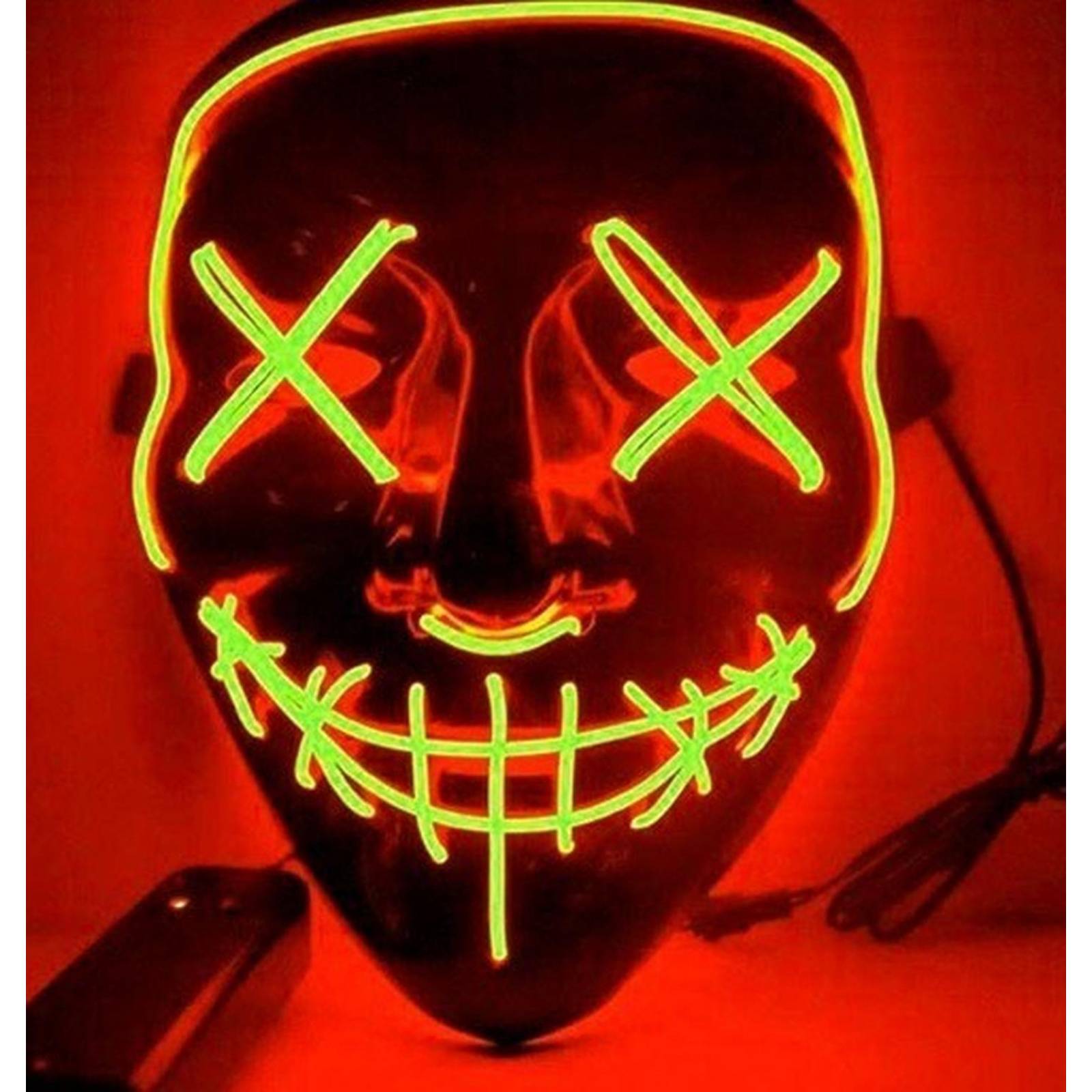 Dos (2) Mascaras Purga Led Iluminadas Halloween Color Rojo .