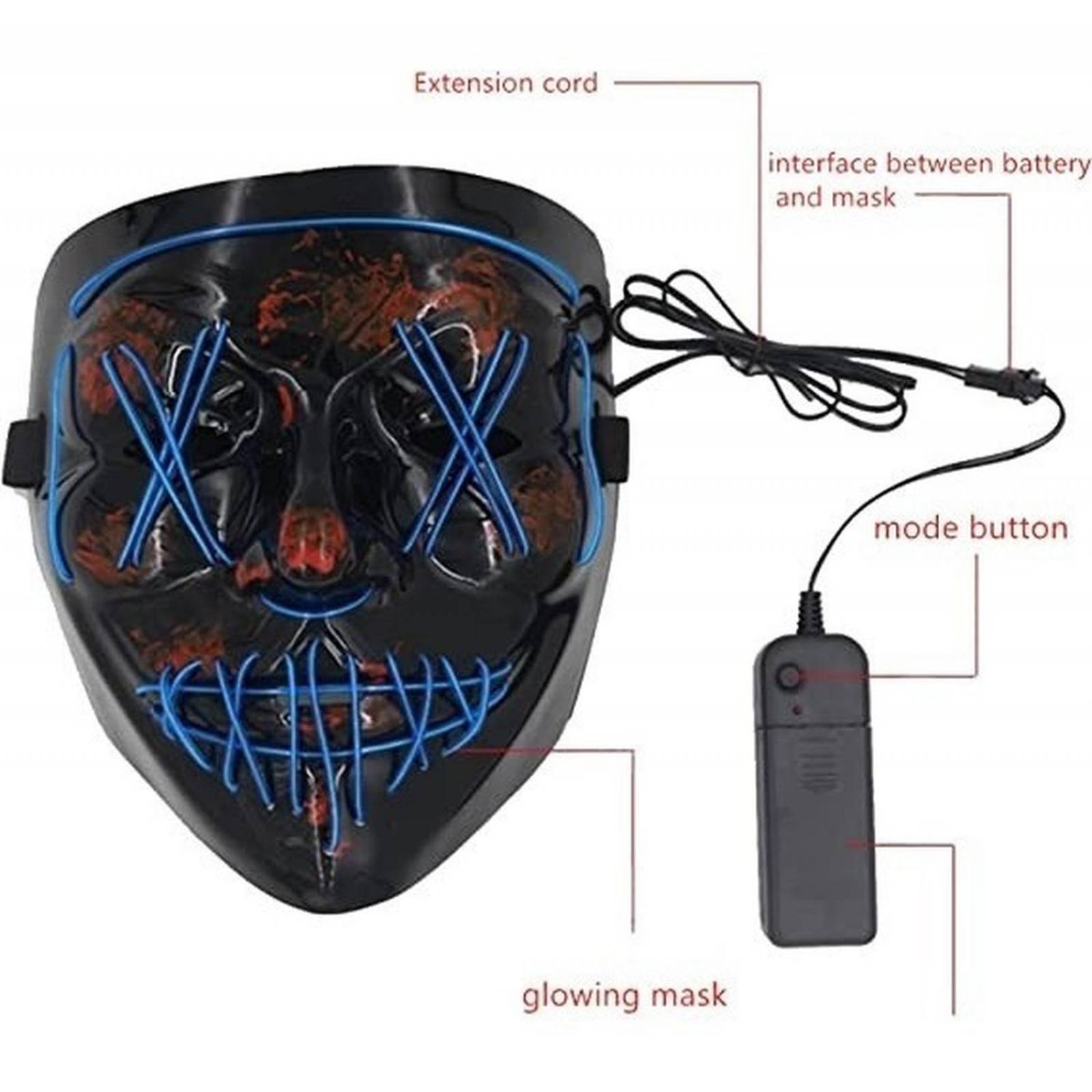 Dos (2) Mascaras Purga Led Iluminadas Halloween Color Rojo .