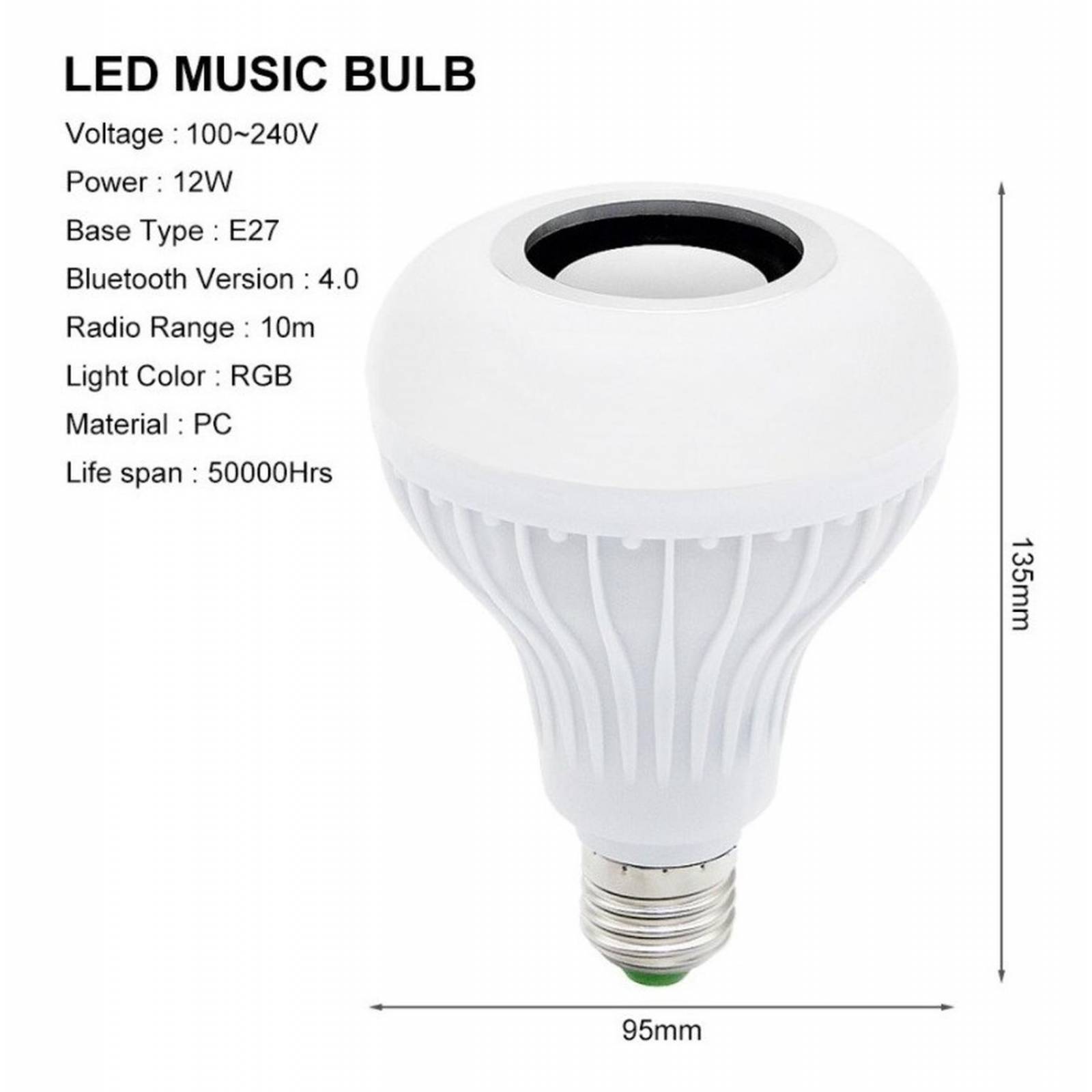 Foco Led Rgb Con Bocina Bluetooth Y Control Remoto 