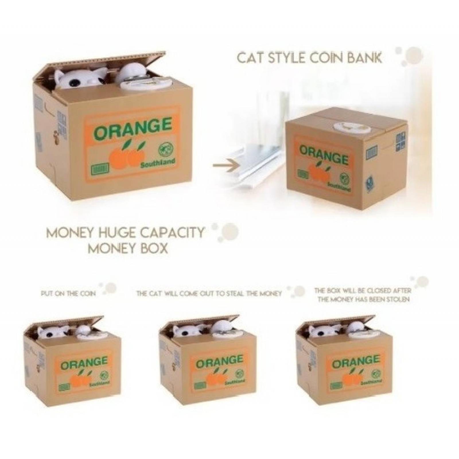 Juguete Alcancía Niños De Gato Roba Monedas .