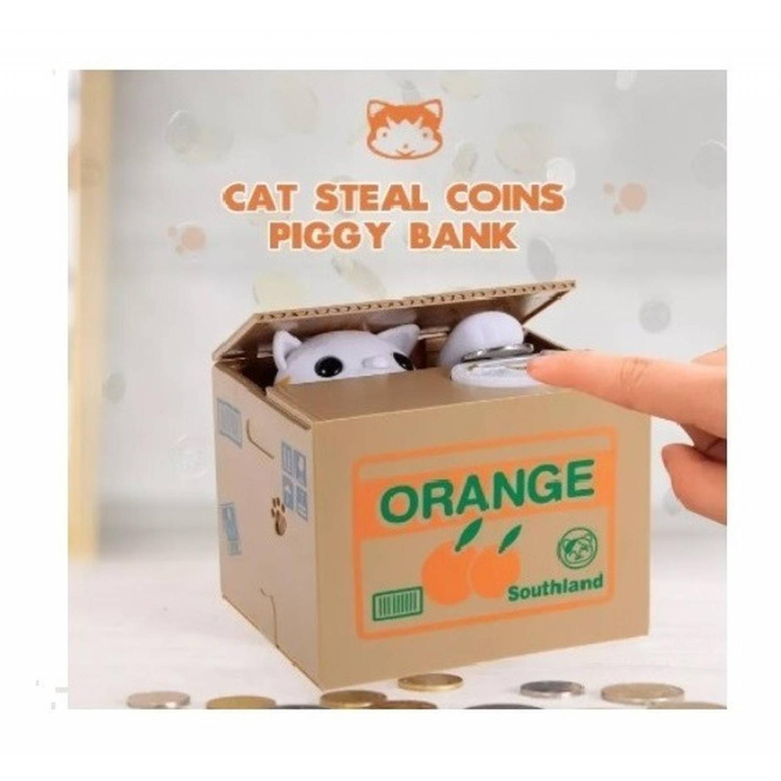 Juguete Alcancía Niños De Gato Roba Monedas .