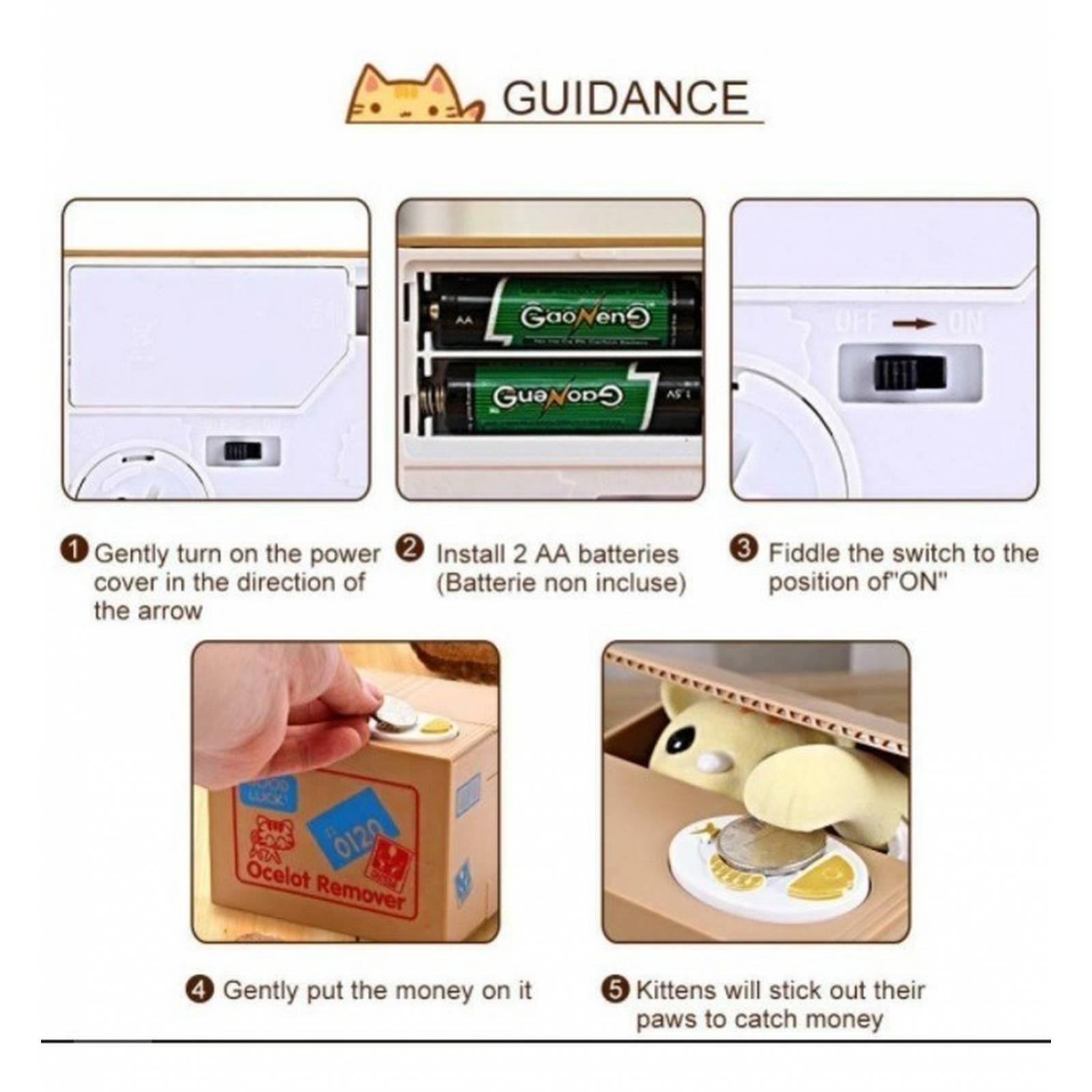 Juguete Alcancía Niños De Gato Roba Monedas .