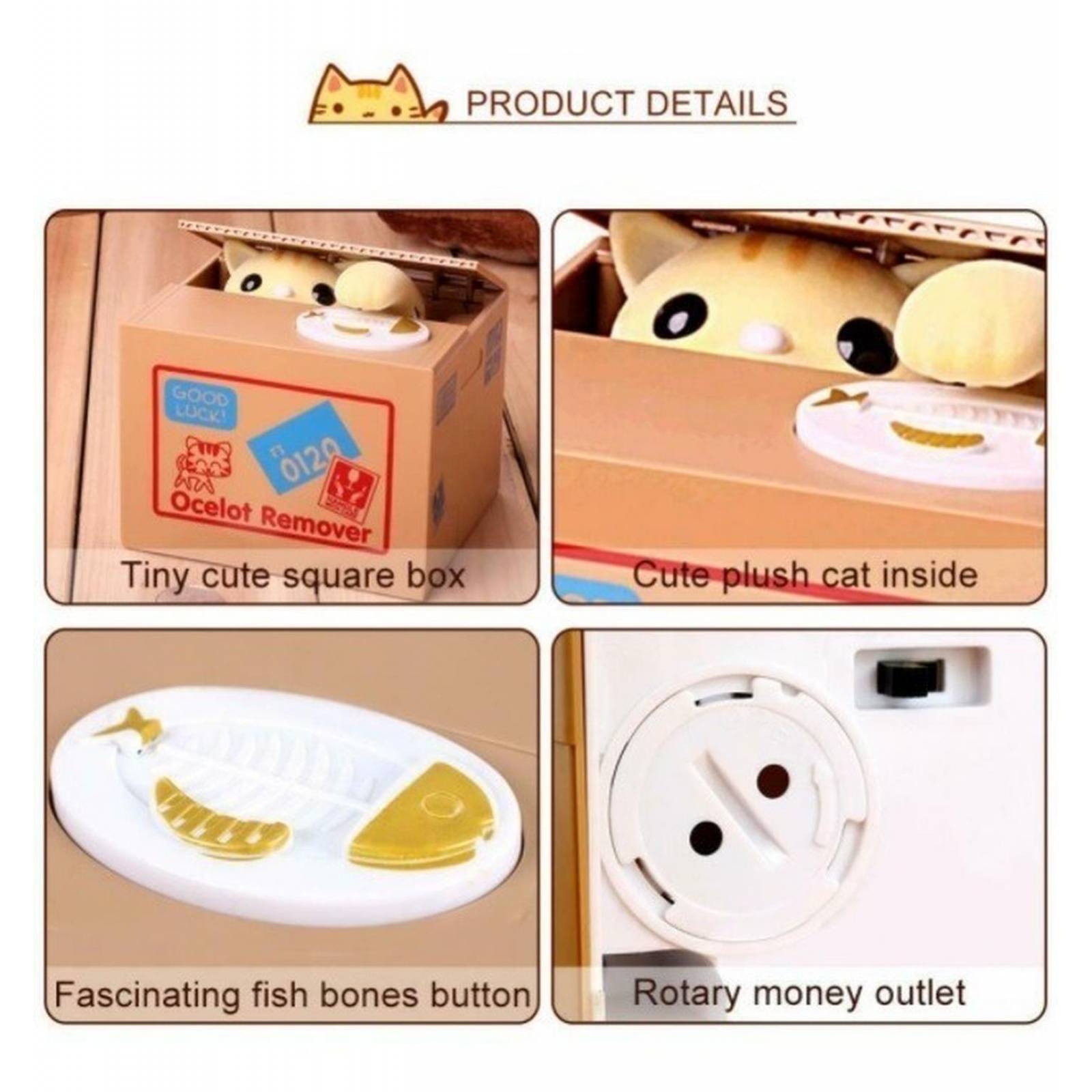 Juguete Alcancía Niños De Gato Roba Monedas .