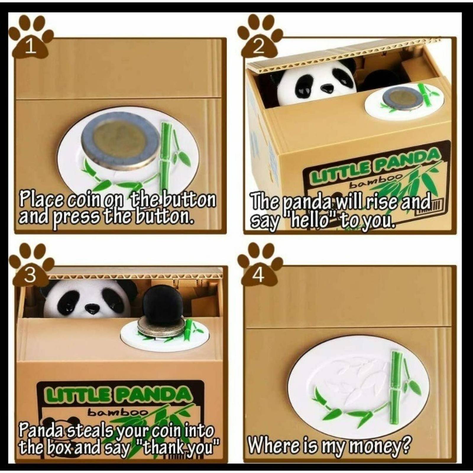 Juguete Alcancía Para Niños Panda Roba Monedas .