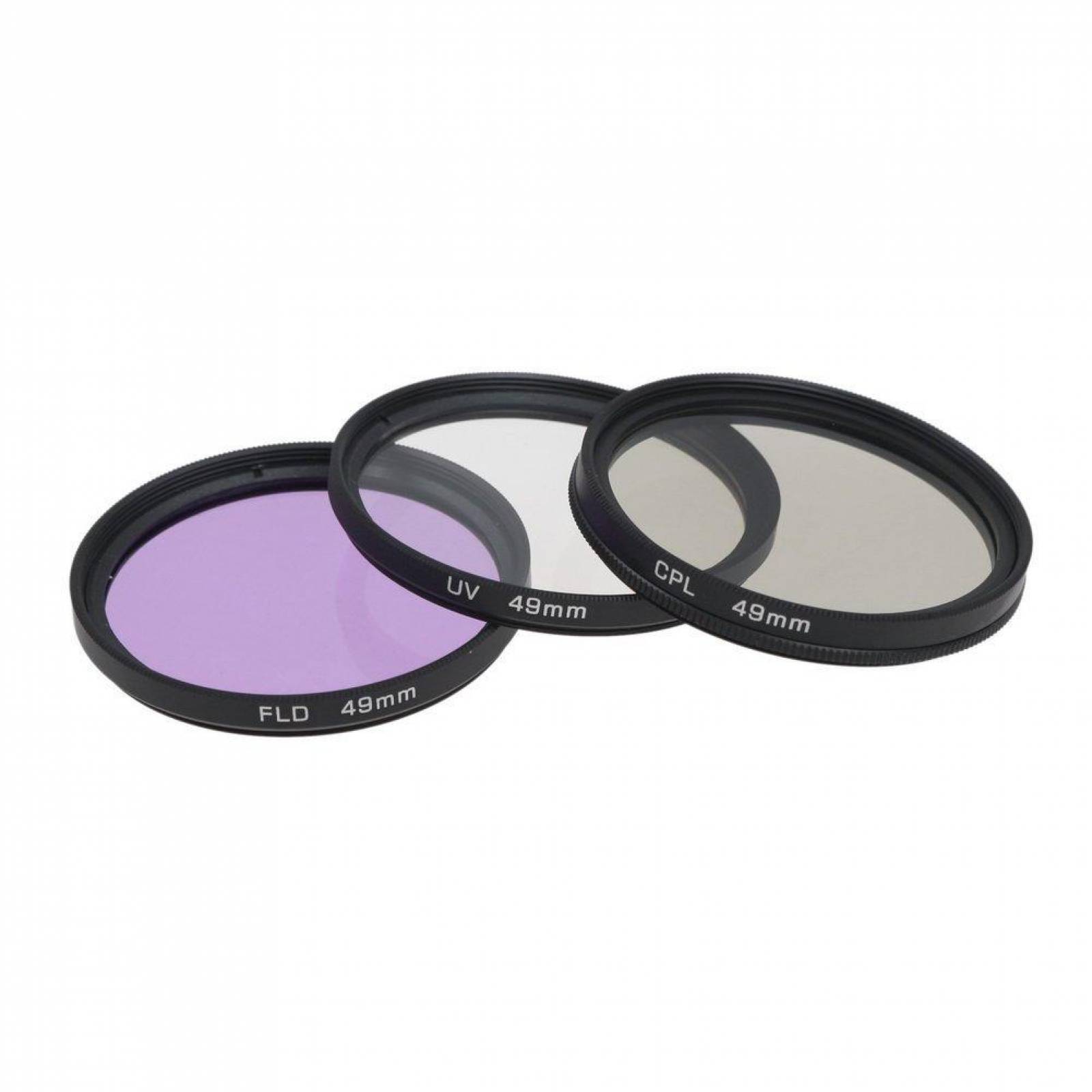 Kit De Filtros De 49mm Uv Cpl Fld Con Estuche Color Negro Fotografia