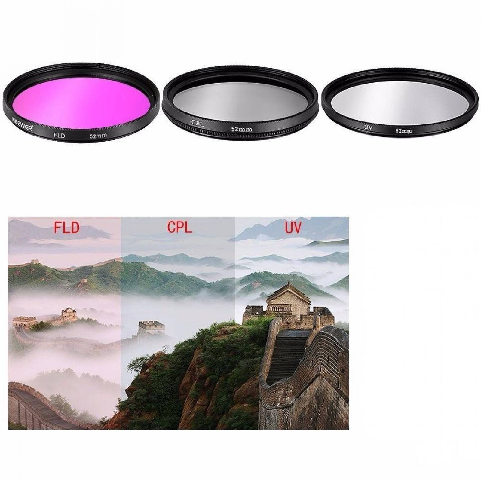 Kit De 3 Filtros 52mm Uv- Cpl- Fld Fotografia