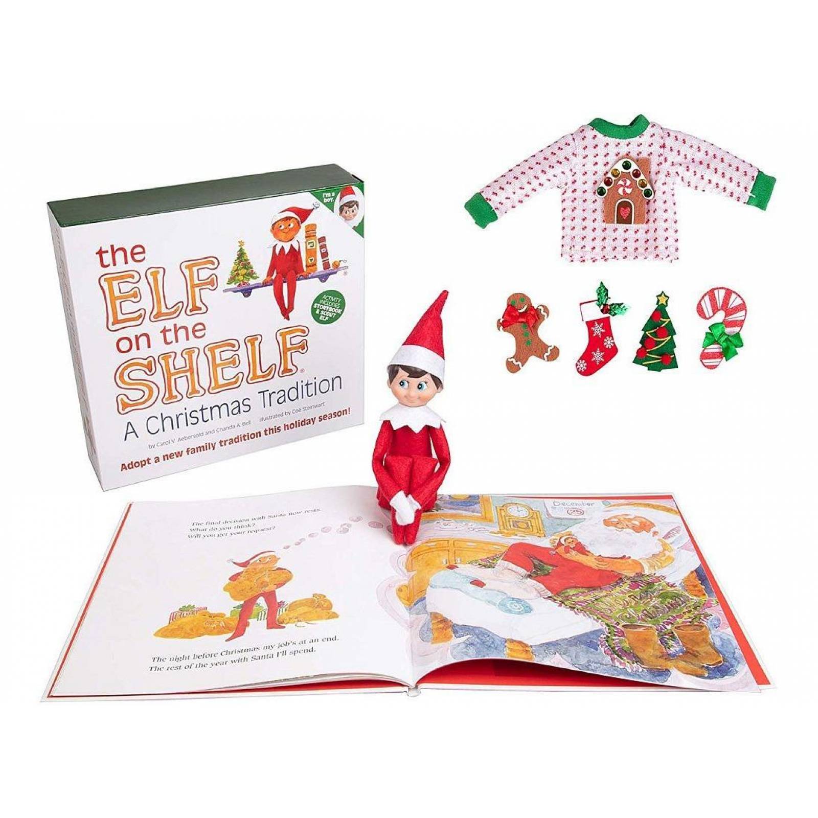 Elfo Ojos Azules Incluye Libro Y Sweter Con 5 Decoraciones