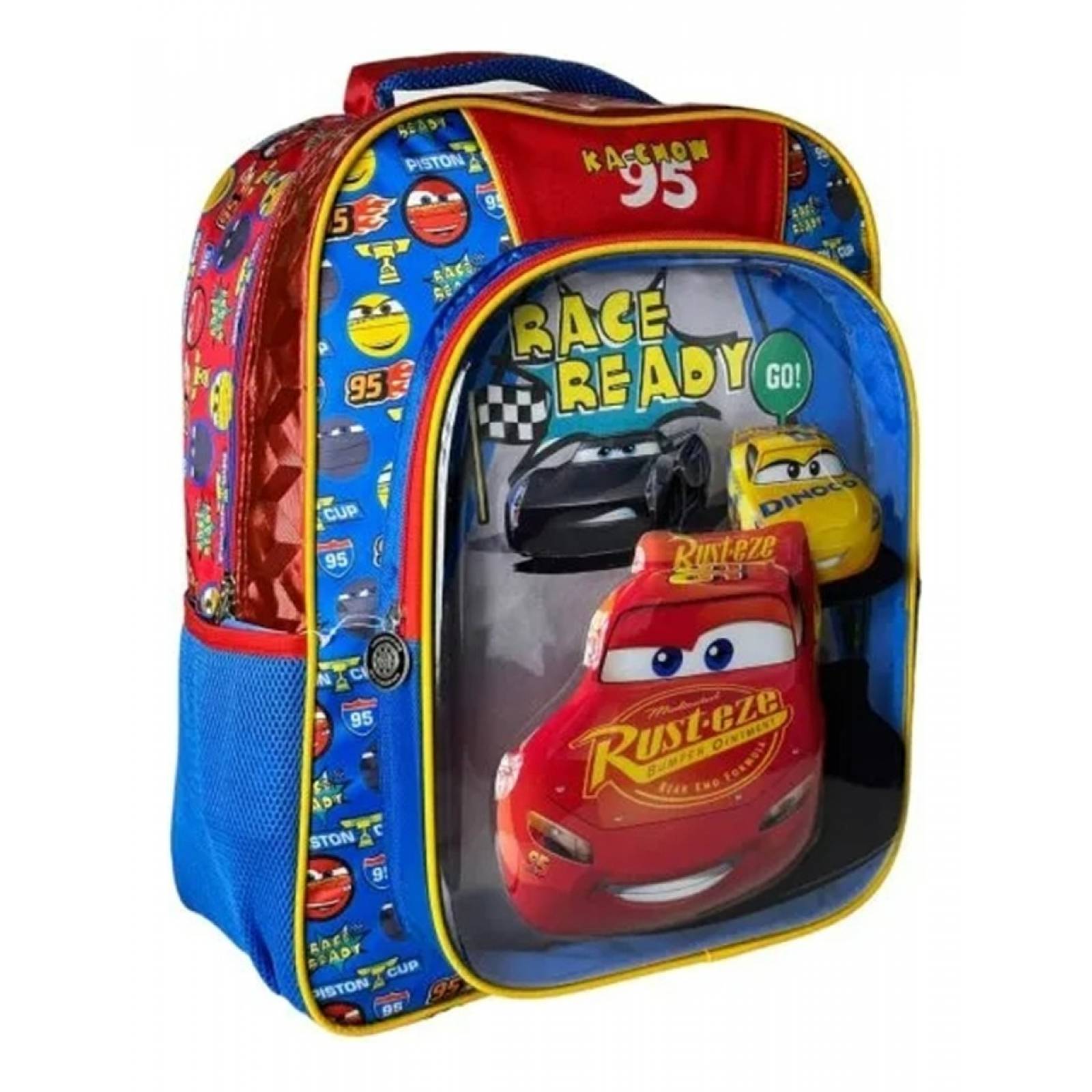 Mochila Escolar Grande Primaria Ruz Disney Cars Rayo Mcqueen 170555 Adyg Coleccion Color Azul