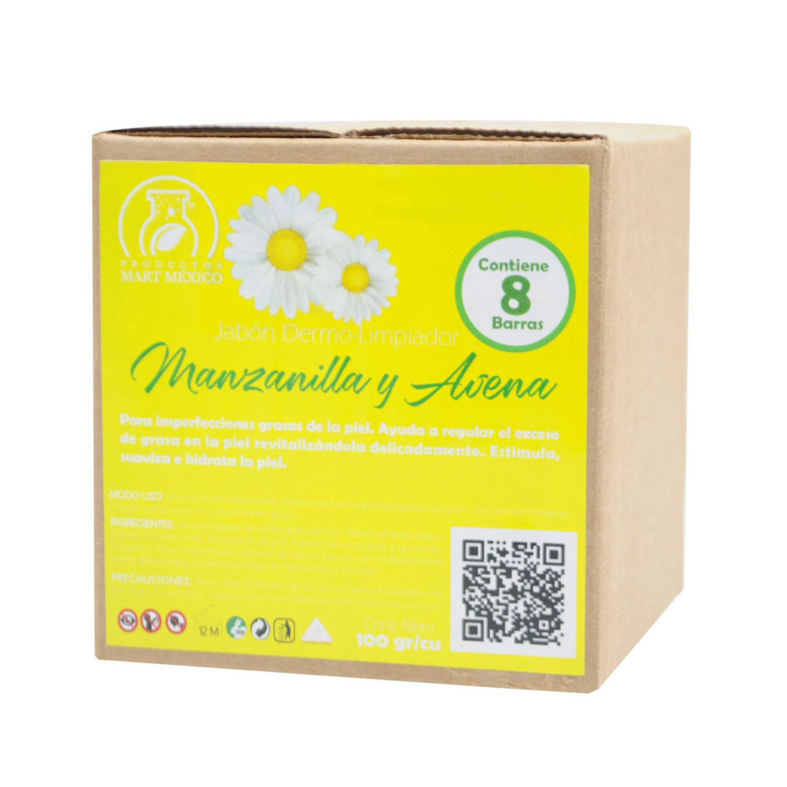 Jabón Artesanal Manzanilla & Avena Hidratante (8 Piezas)