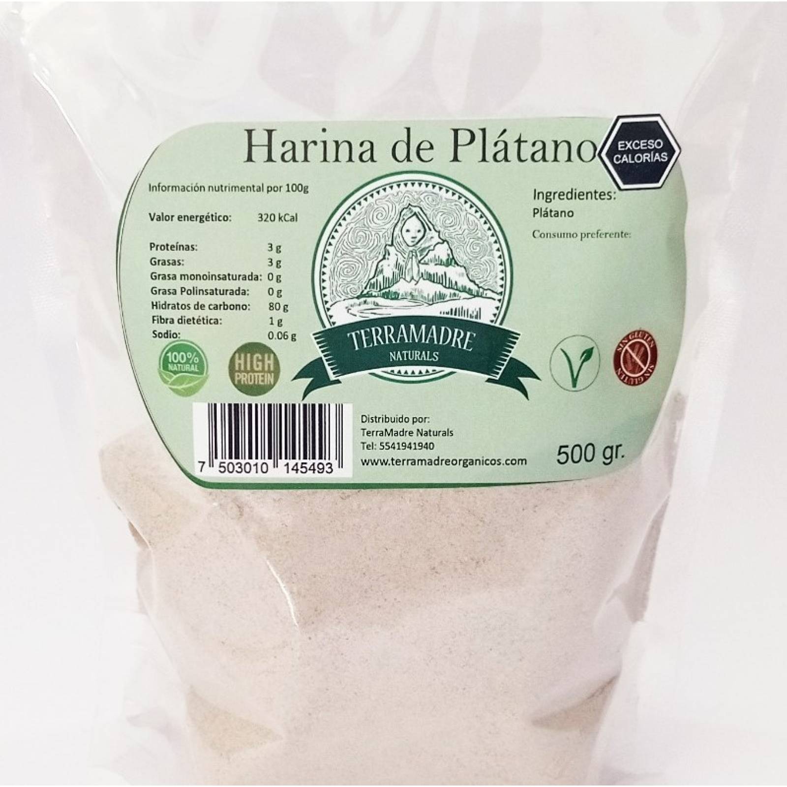 Harina de platano verde  500gr