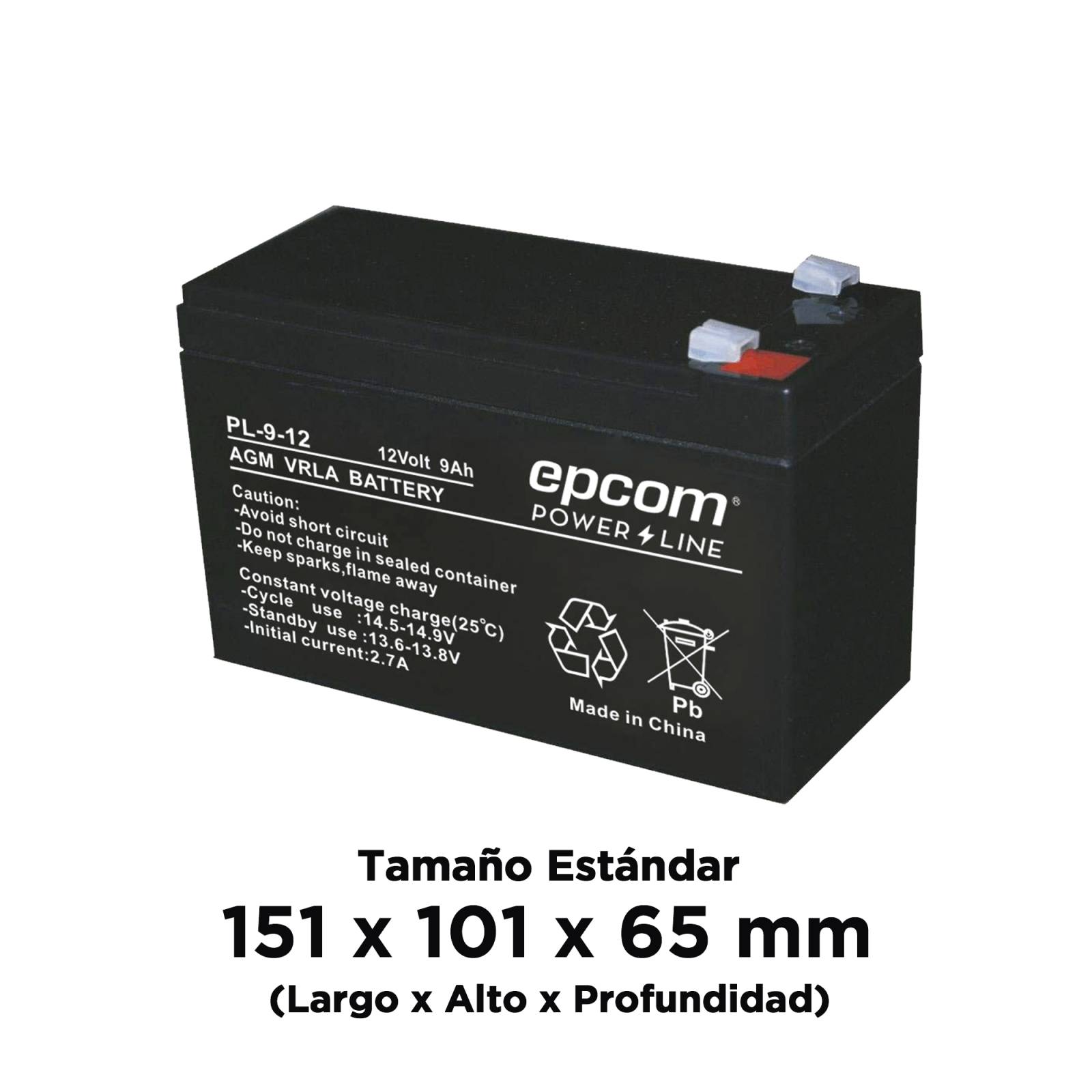 Batería Agm/vrla, 12 Vcd, 9 Ah  ( 151 X 101 X 65 Mm)