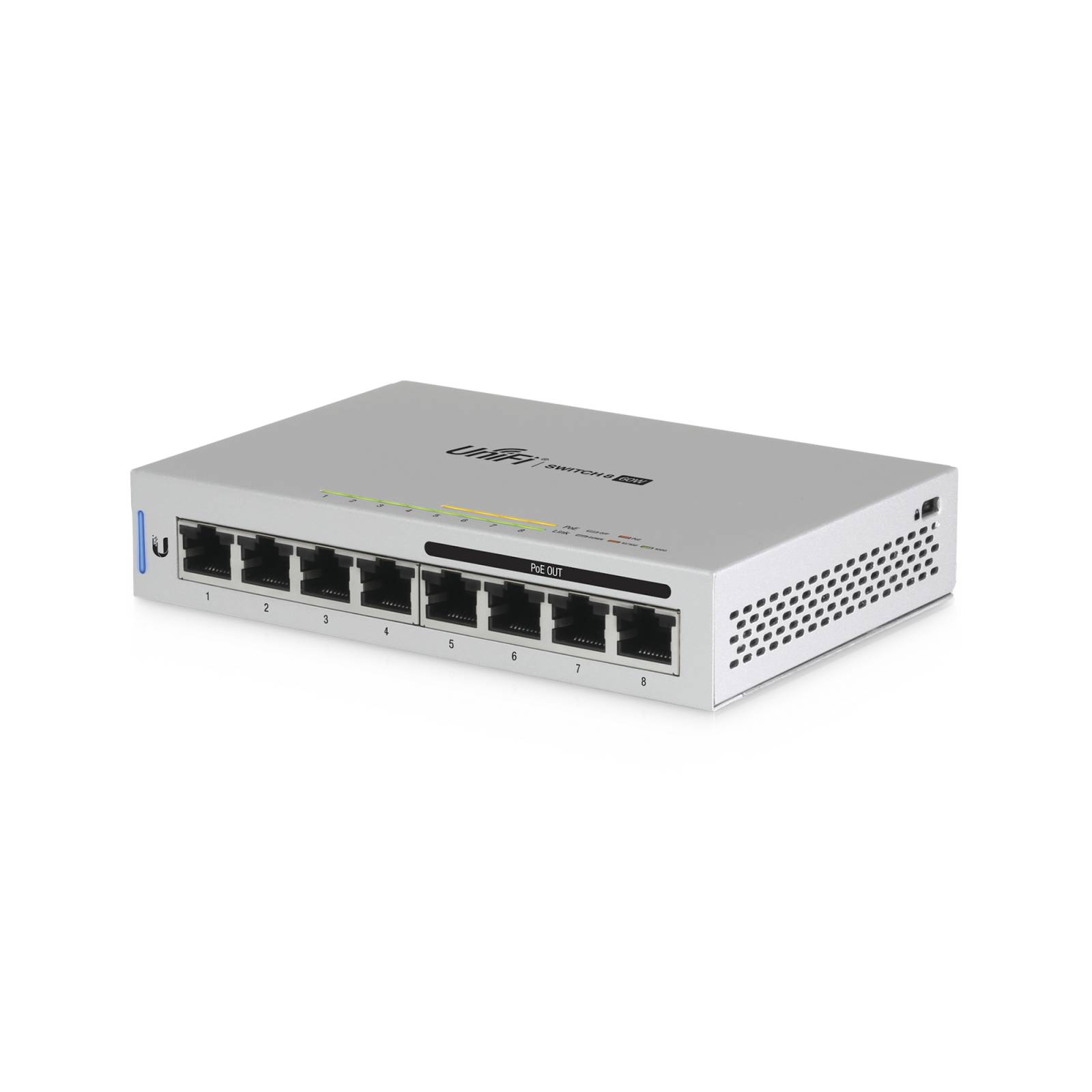 Switch UniFi Administrable capa 2 de 8 puertos Gigabit (4 Puertos Gigabit PoE 802.3af y 4 puertos Gigabit ethernet) 60W