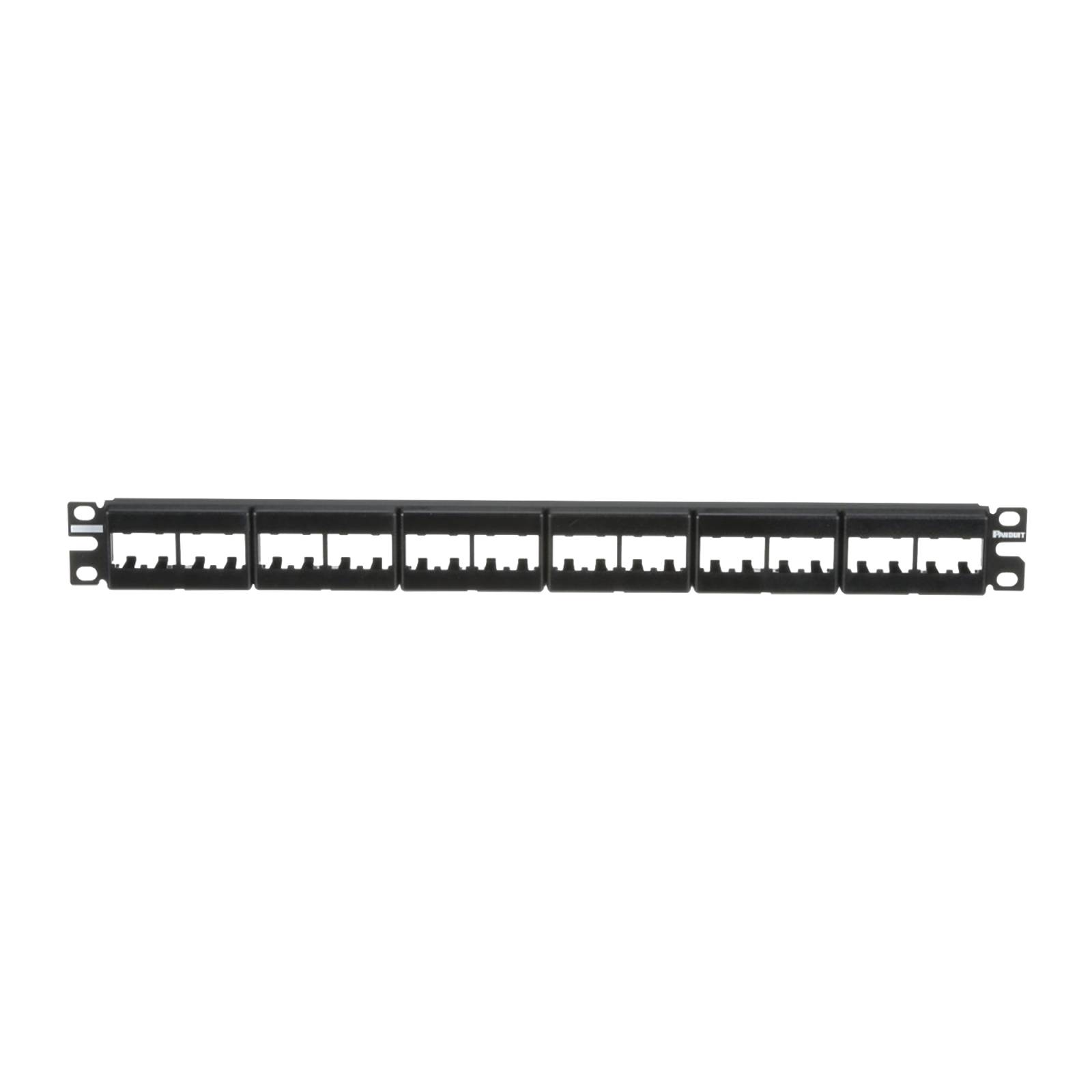 Panel de Parcheo Modular Mini-Com (Sin Conectores), Plano, Sin Blindaje, Con Etiqueta y Cubierta, de 24 puertos, 1UR