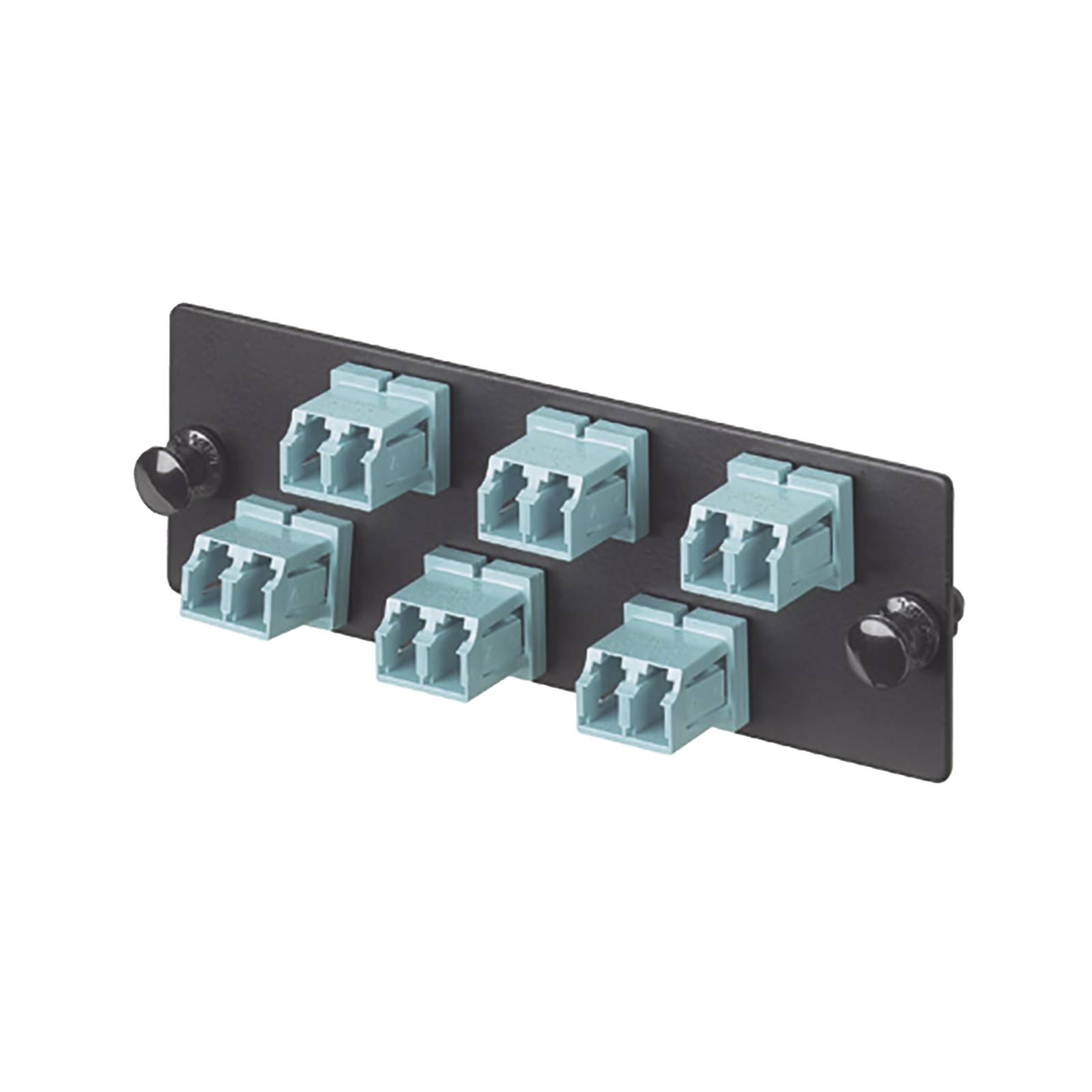 Placa Acopladora de Fibra Optica FAP, Con 6 Conectores LC Duplex (12 Fibras), Para Fibra Multimodo OM3/OM4, Color Aqua