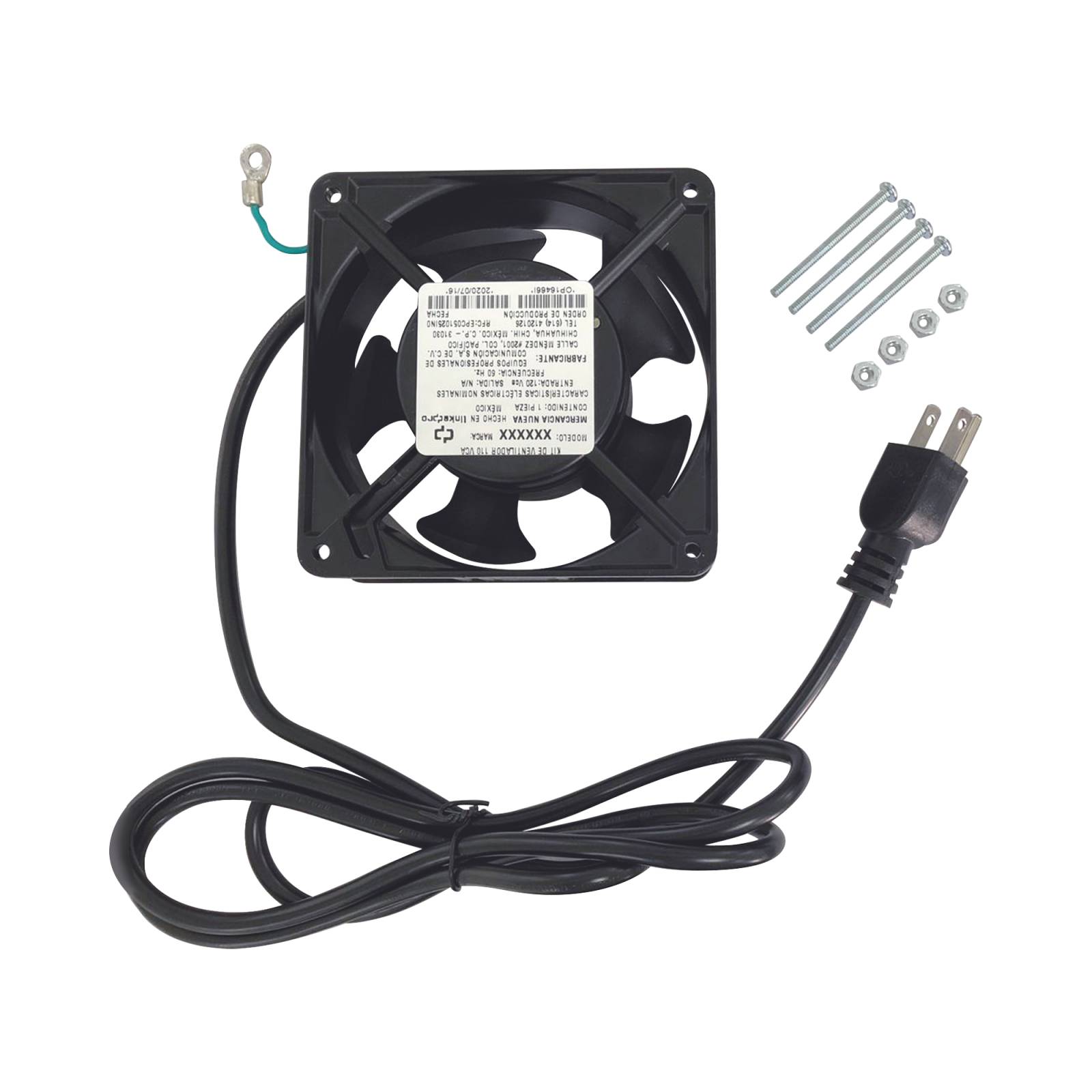 Ventilador 110 Vca de 12 x 12 cm con Cable y Clavija.