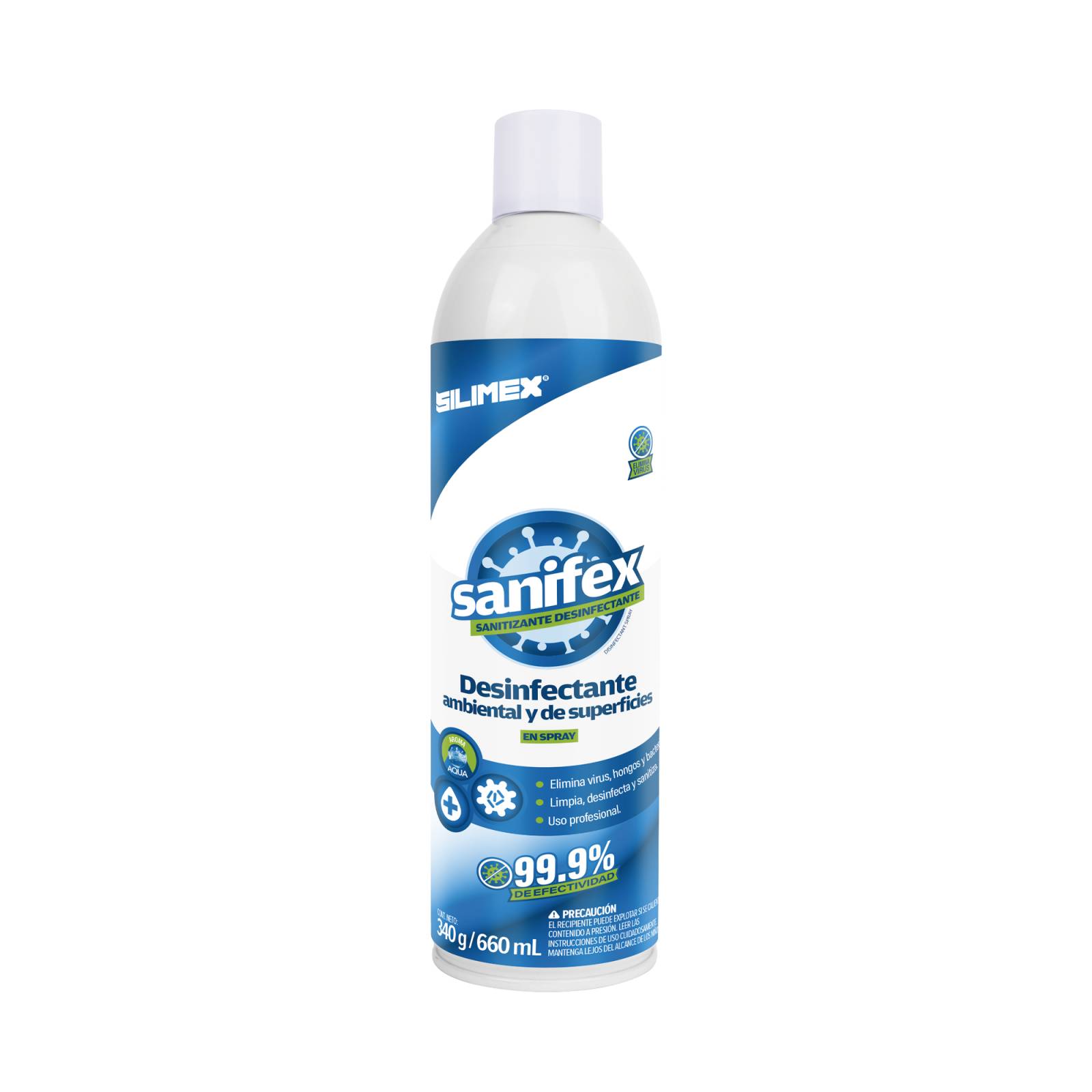 Sanitizante en spray, formulado para desinfectar las superficies en el hogar, oficinas, escuelas, hospitales, clinicas, gimnasios y fabricas, presentación 660 ml