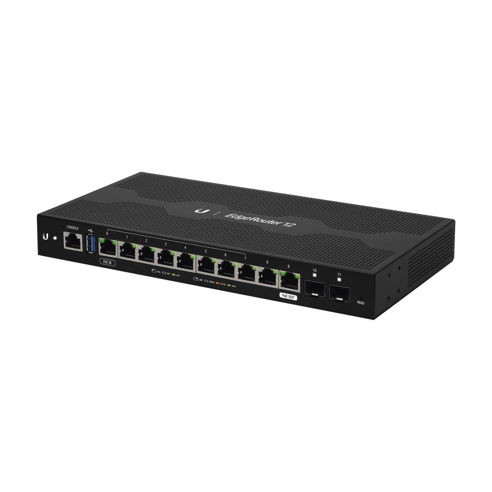 EdgeRouter 12, con 10 puertos 10/100/1000 Mbps + 2 puertos SFP, con funciones avanzadas de ruteo
