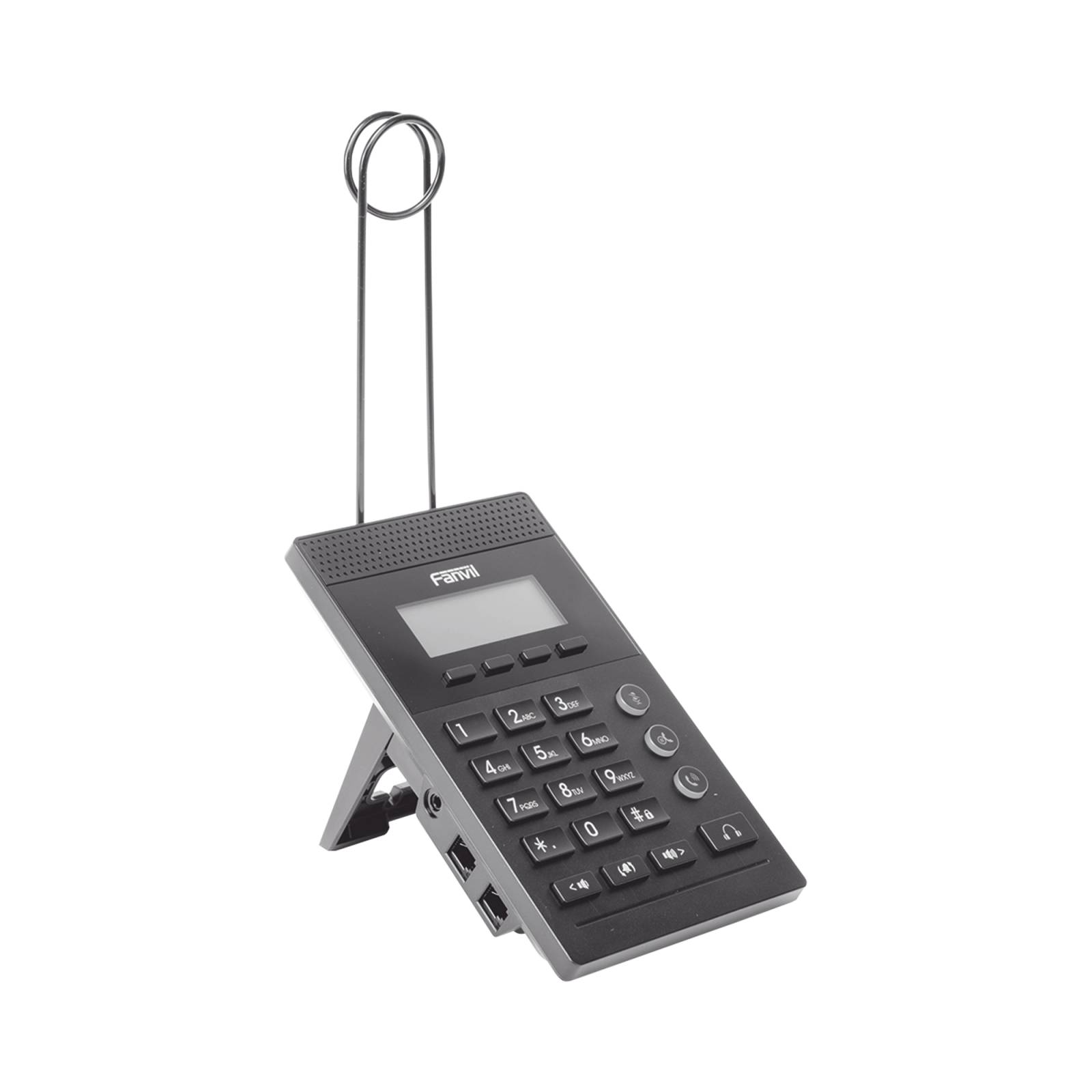Teléfono IP para Call Center para 2 lineas SIP con soporte para diadema, pantalla 128x48 retro-iluminada, PoE