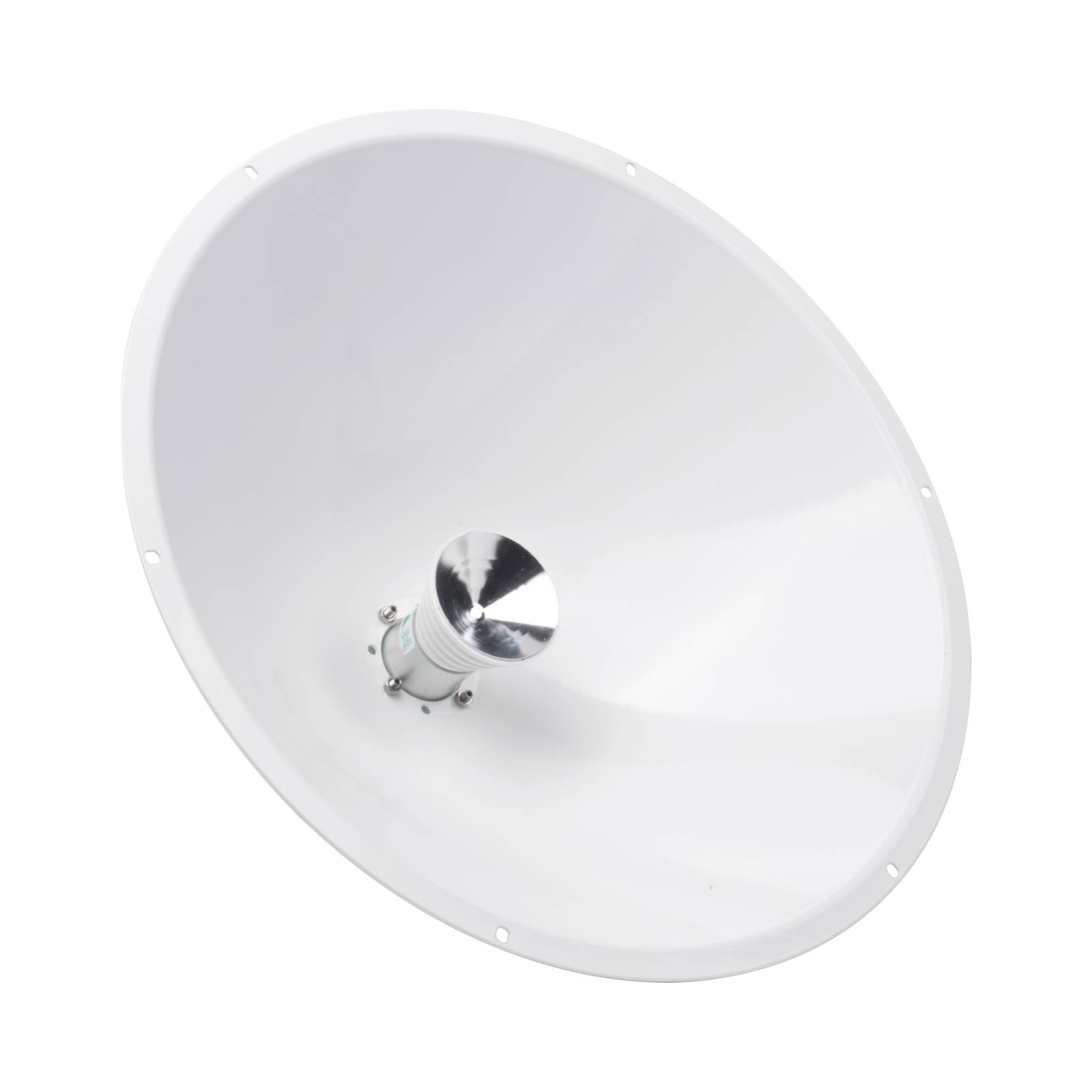 Antena direccional de 1 ft, frecuencia de (4.9 a 6.1 GHz), Ganancia de 24.5 dBi, Soporte de acero inoxidable, polaridad en 90 y 45 grados , incluye montaje y radomo.