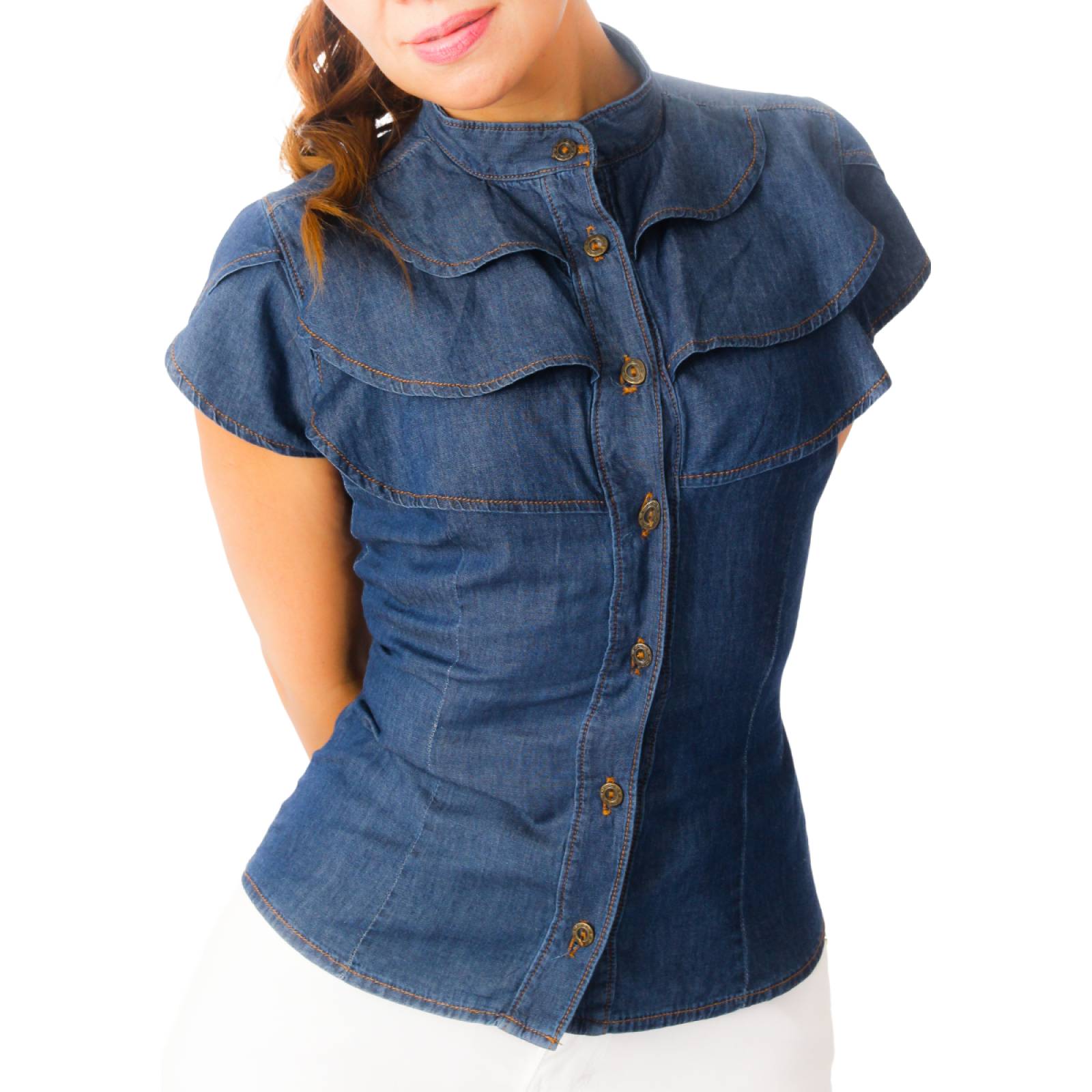 Blusa Casual En Mezclilla De Algodón By Zoly Modcam-01zl-1