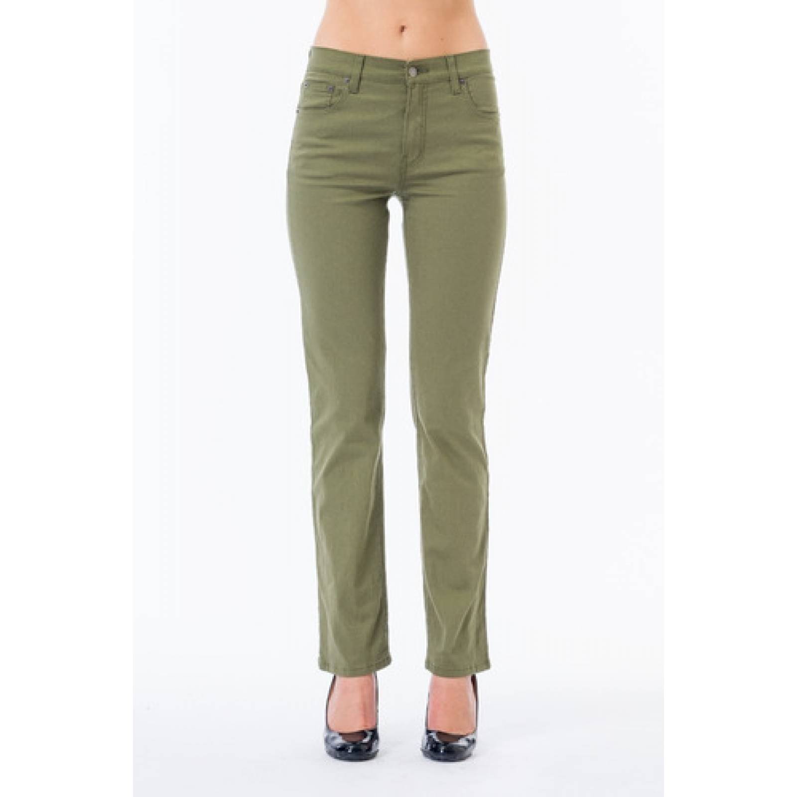 Pantalón Oggi Mujer Gabardina Stretch Atraction Verde Olivo.