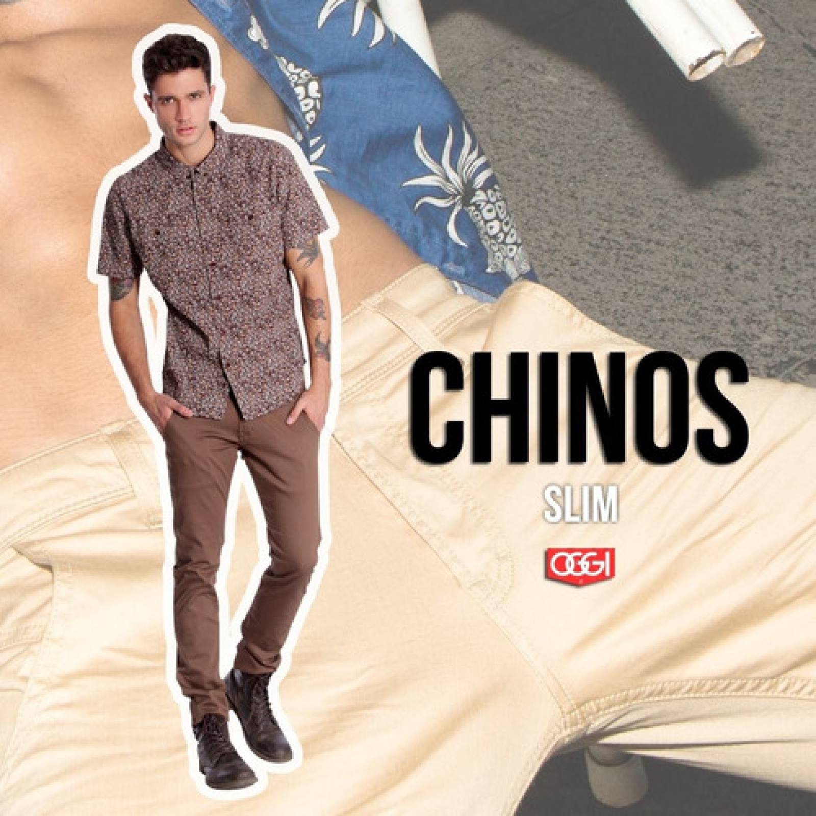 Oggi Jeans Slim Para Hombre Chinos Gabardina Negro