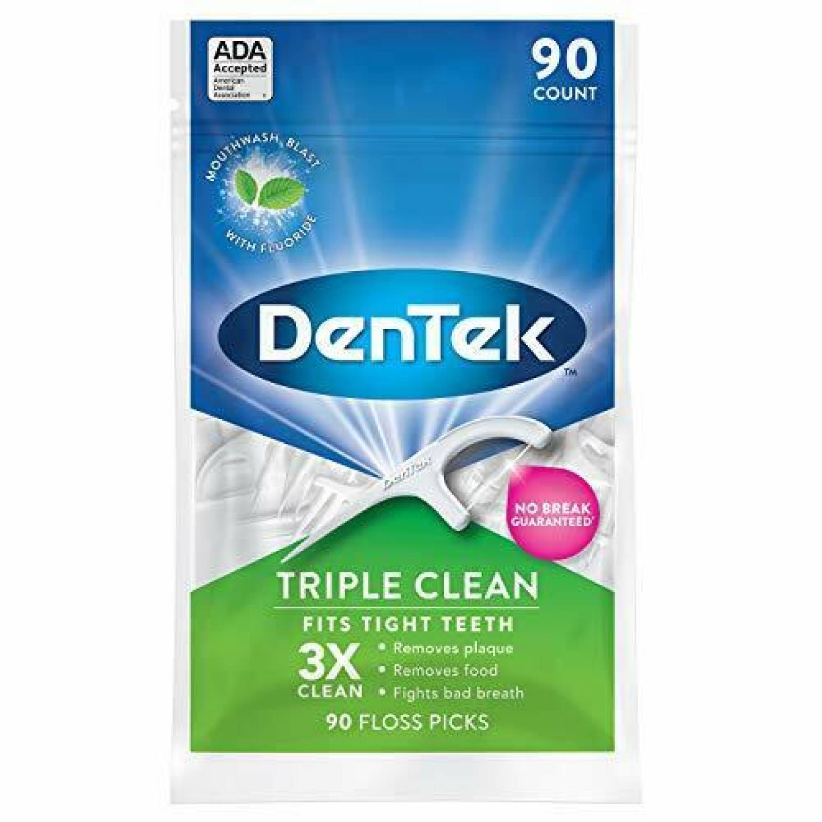 DenTek Triple Clean Floss Picks, Hilo dental. 90 unidades