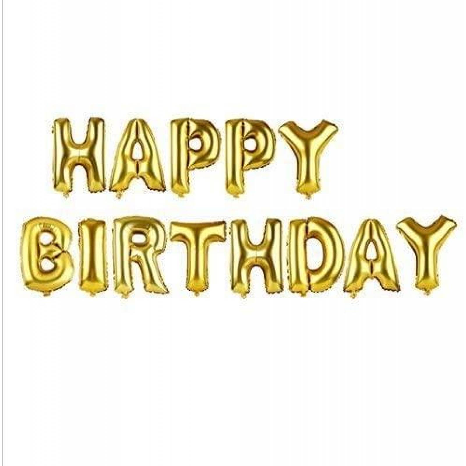 Globos Happy Birthday (letras doradas) 
