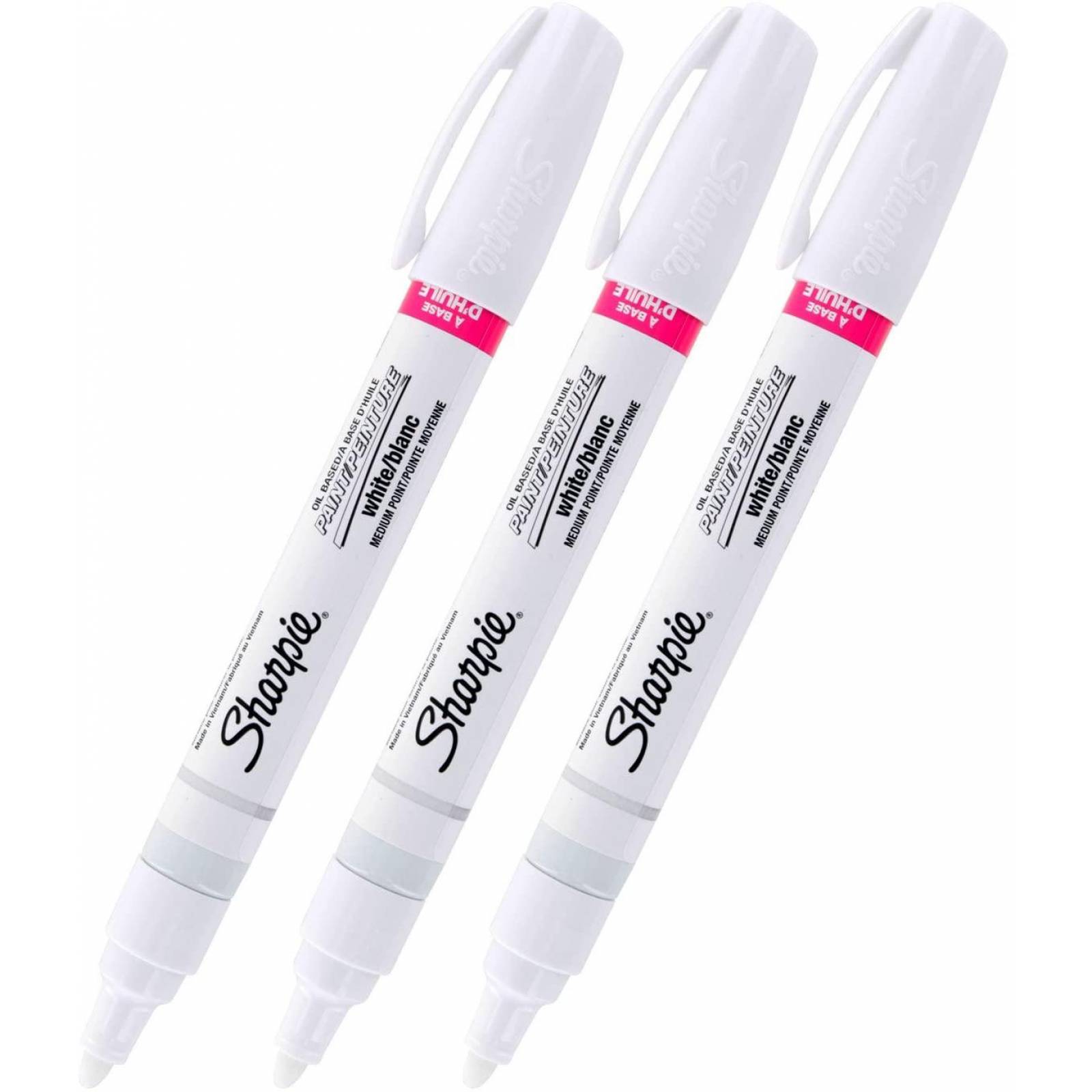 Sharpie, marcador de pintura a base de aceite, con punta mediana, tinta blanca (3 unidades) 