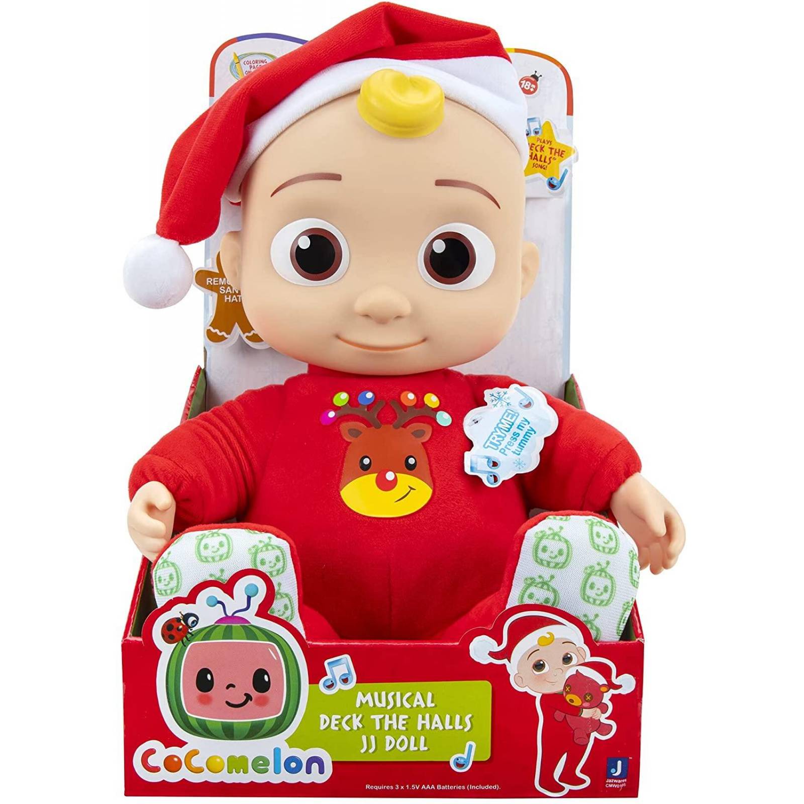 CoComelon Muñeco Navidad. Musical Deck The Halls JJ Doll 