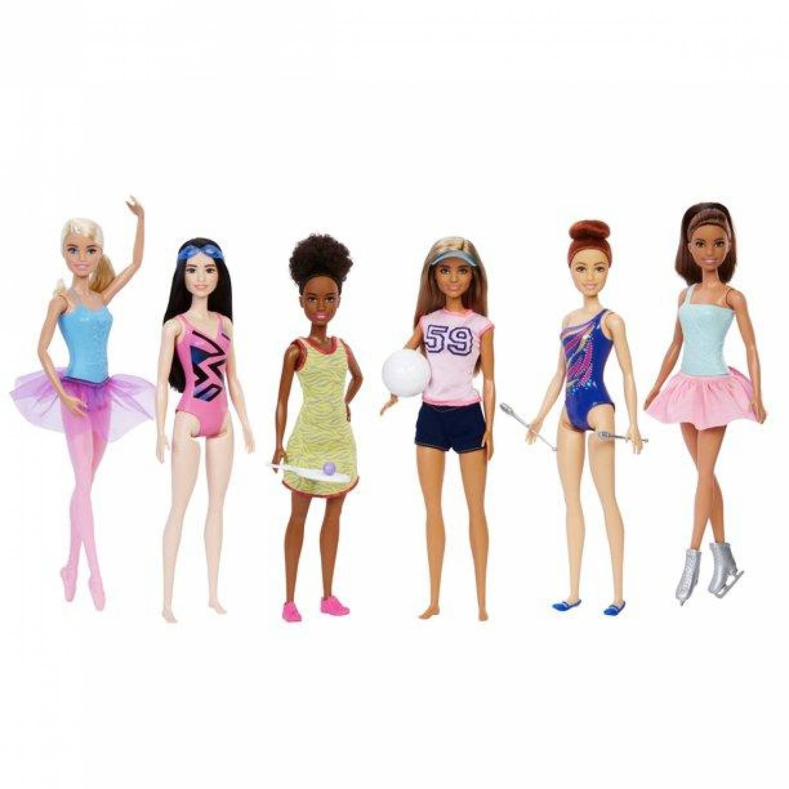 Barbie 6-Doll Sports Career Collection, ropa y accesorios relacionados 