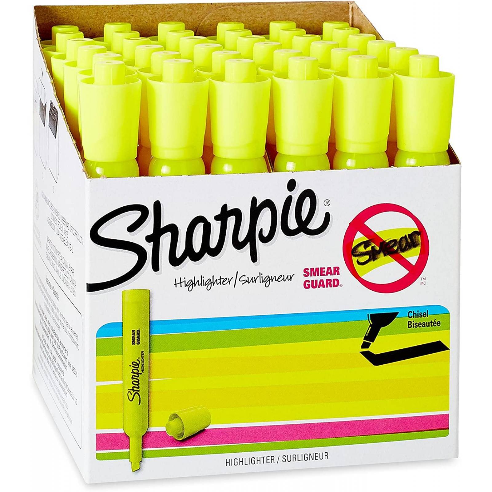 Sharpie Marcadores fluorescentes gruesos. Amarillo. (Caja de 36)