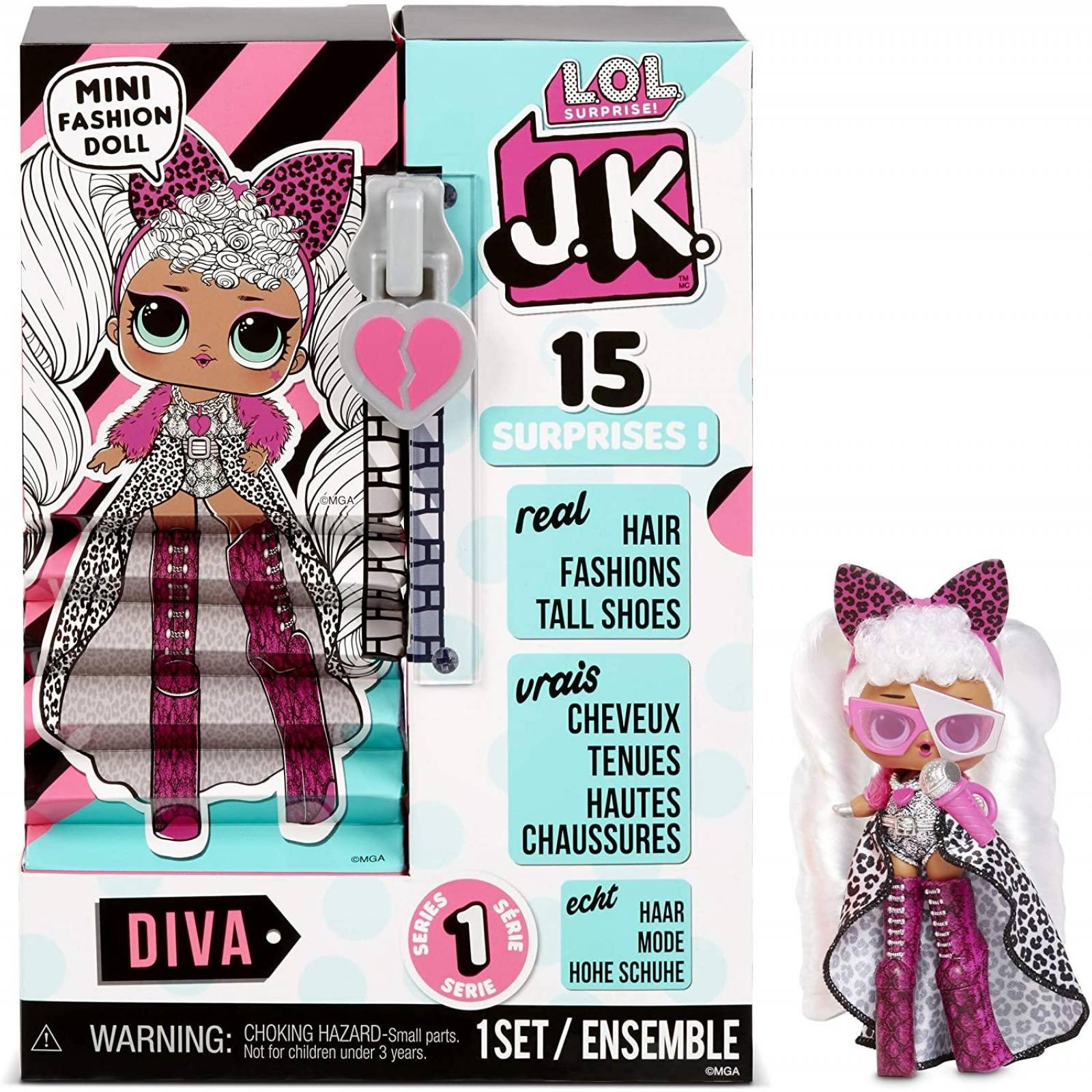 LOL Surprise JK - Mini muñeca de moda con 15 sorpresas 