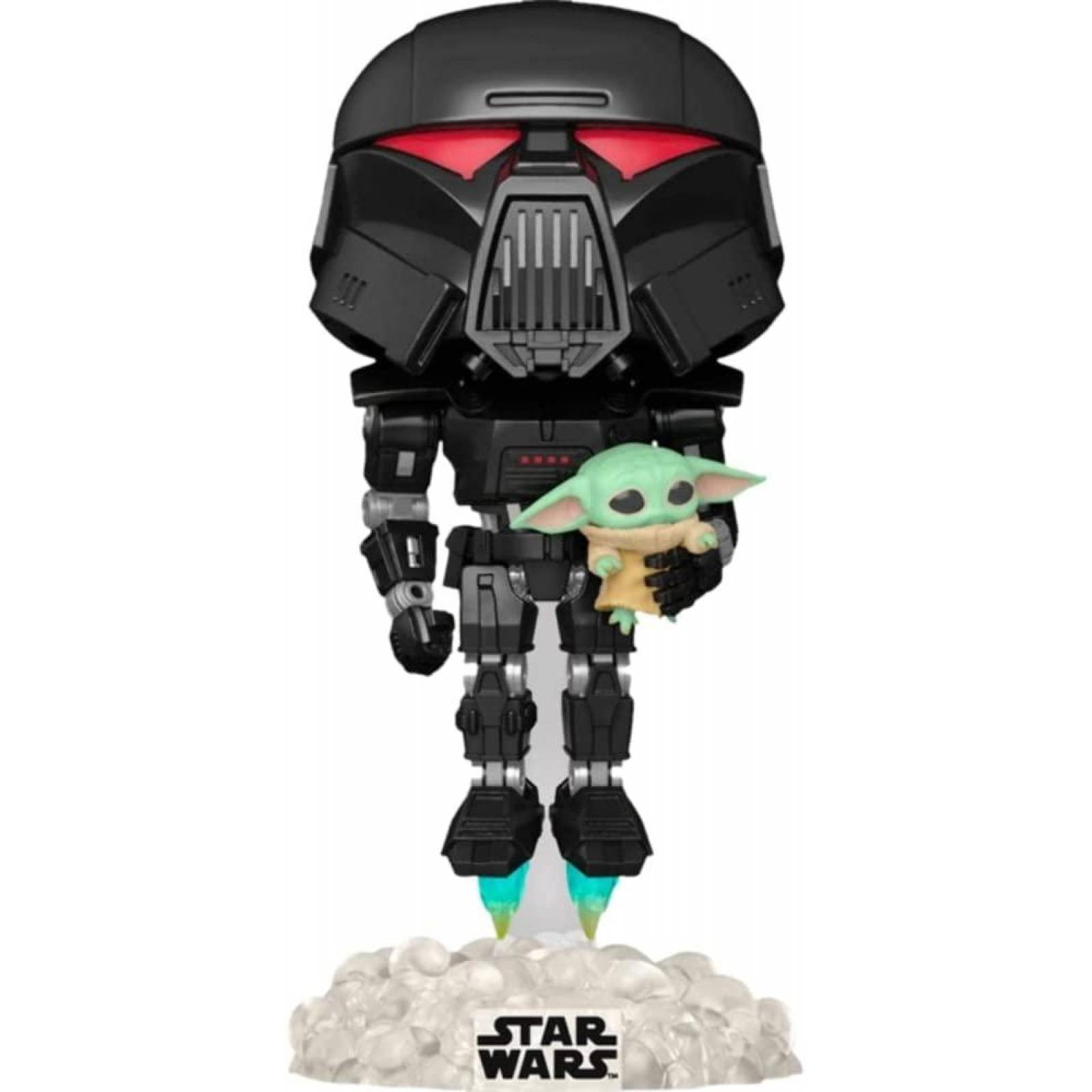POP Funko Star Wars: The Mandalorian Dark Trooper con figura de vinilo Grogu que brilla en la oscuri