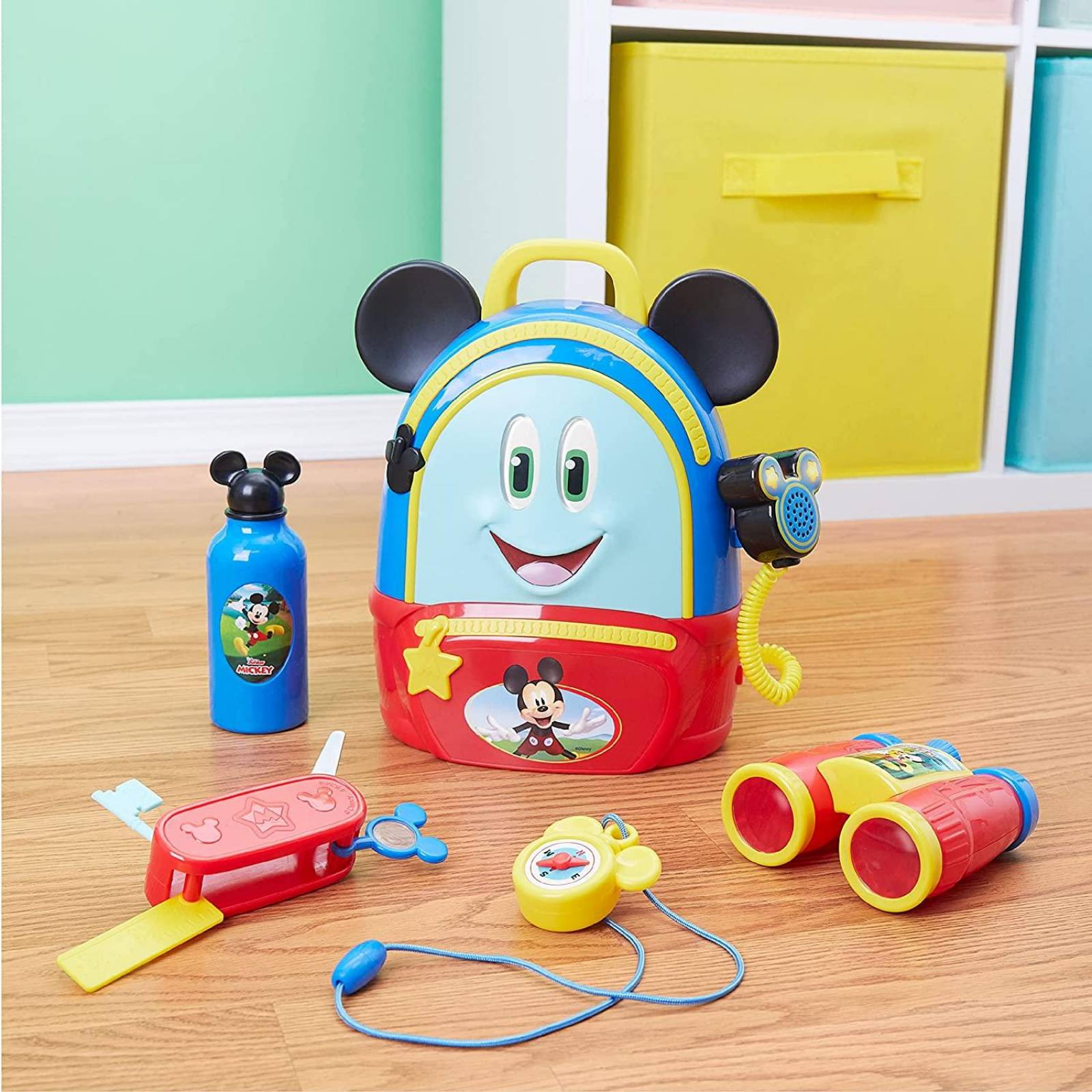 Mochila Disney Junior Mickey Mouse Funhouse Adventures de 5 piezas con luces y accesorios de sonidos 