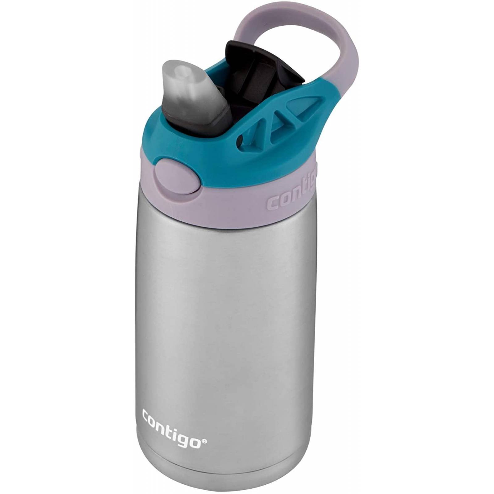 Contigo Kids Botella de agua de acero inoxidable con AUTOSPOUT, 13 oz, Taro & Juniper