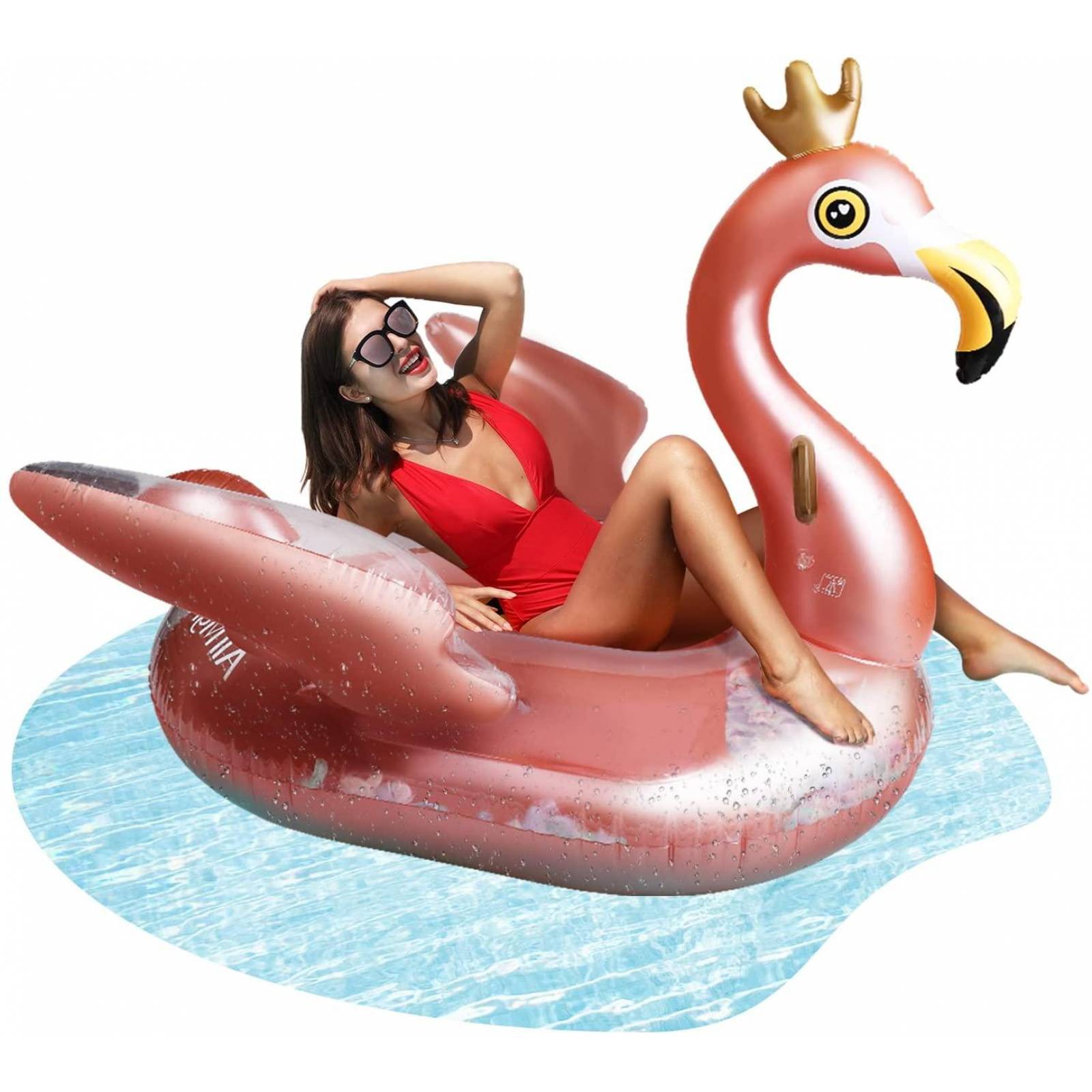AirMyFun Flotador inflable gigante para piscina, Flamingo 