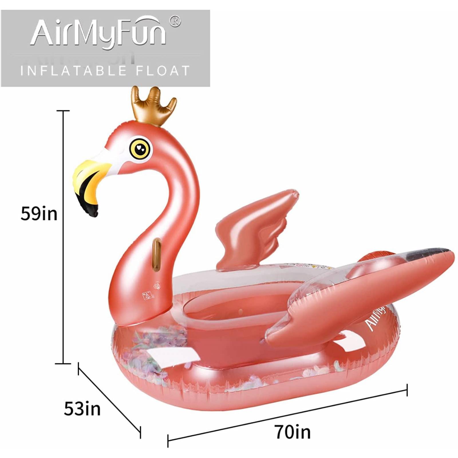 AirMyFun Flotador inflable gigante para piscina, Flamingo 