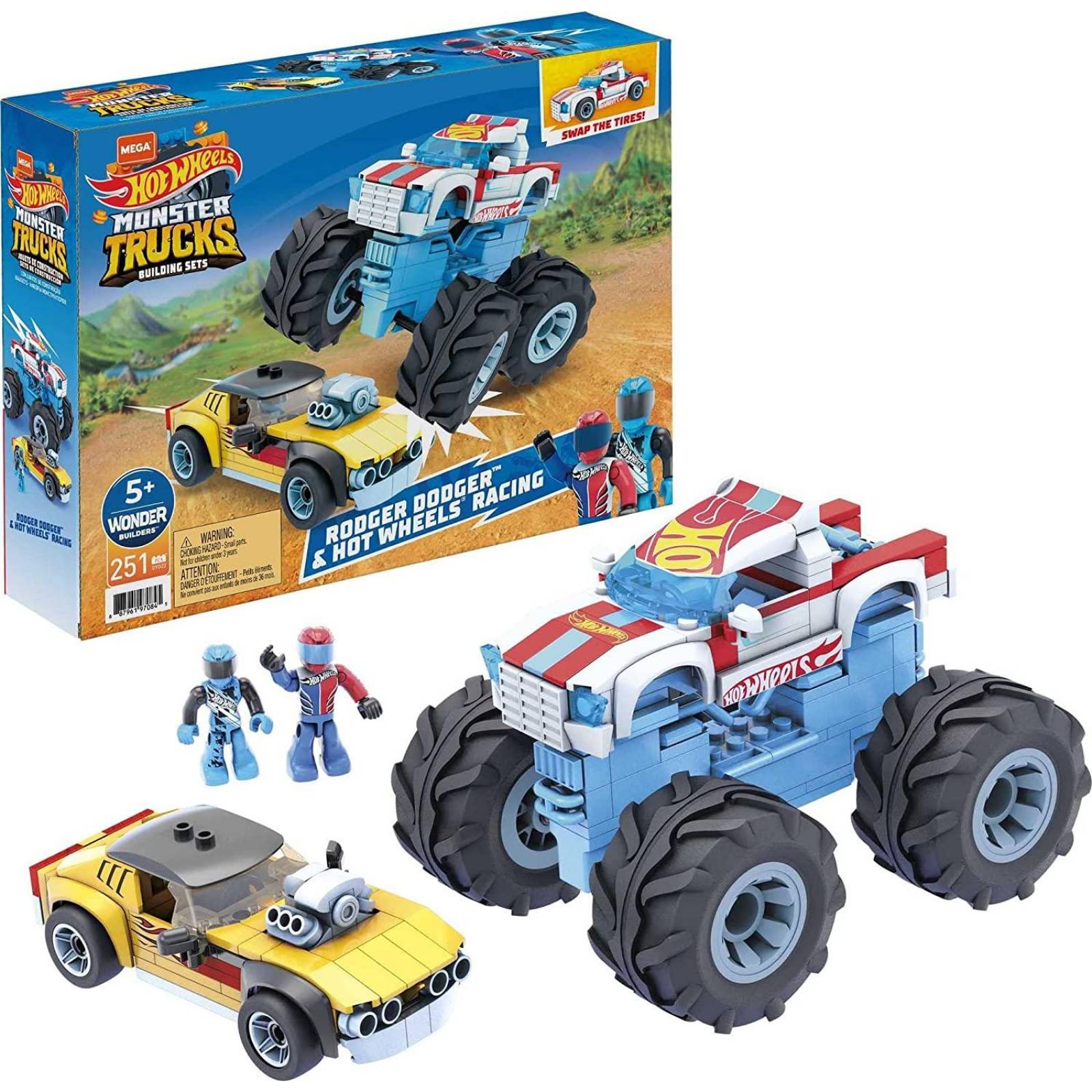 MEGA CONSTRUX Hot Wheels Monster Trucks Rodger Dodger & Hot Wheels 