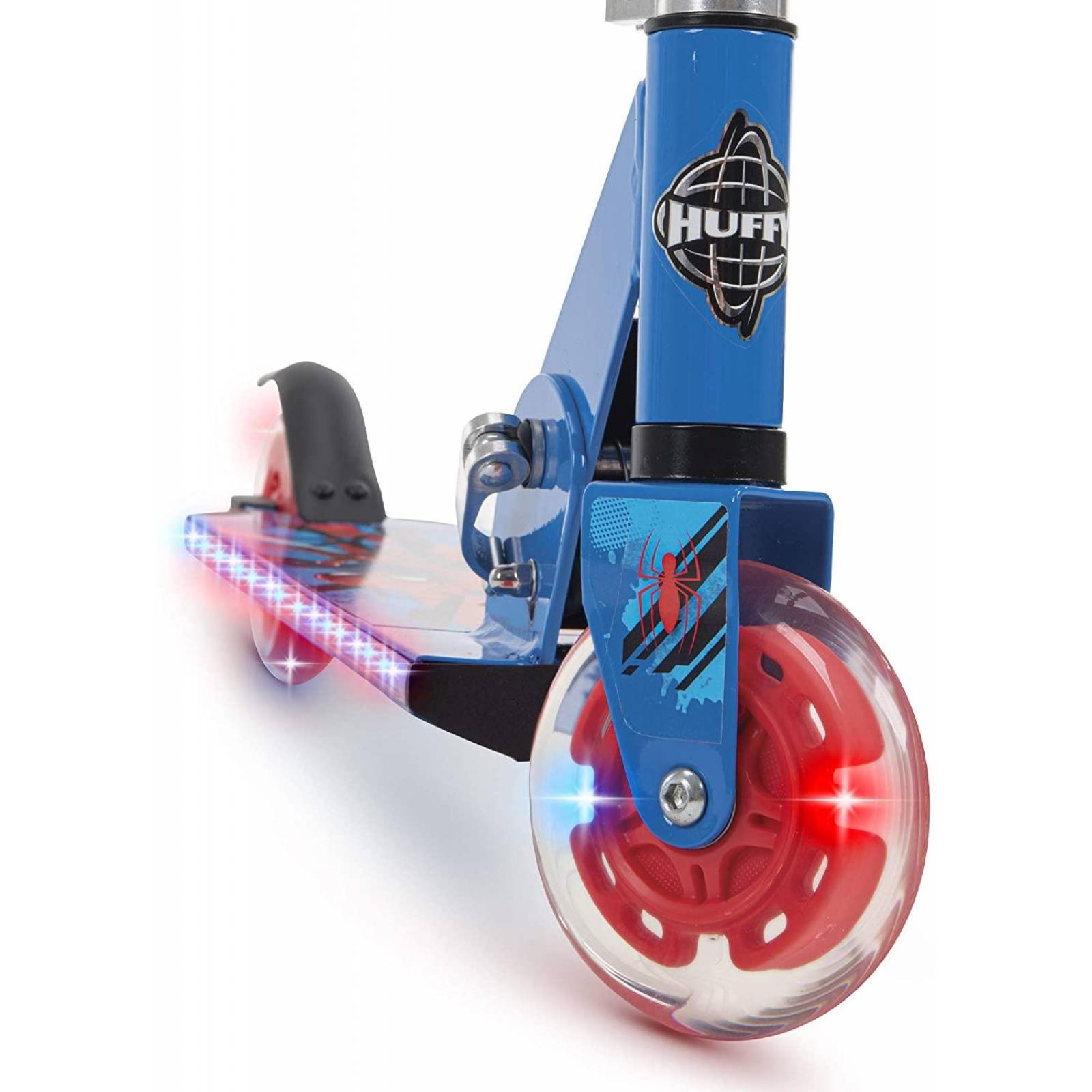 Huffy Electro-Light Scooter de 2 ruedas en línea, Marvel Spider Man
