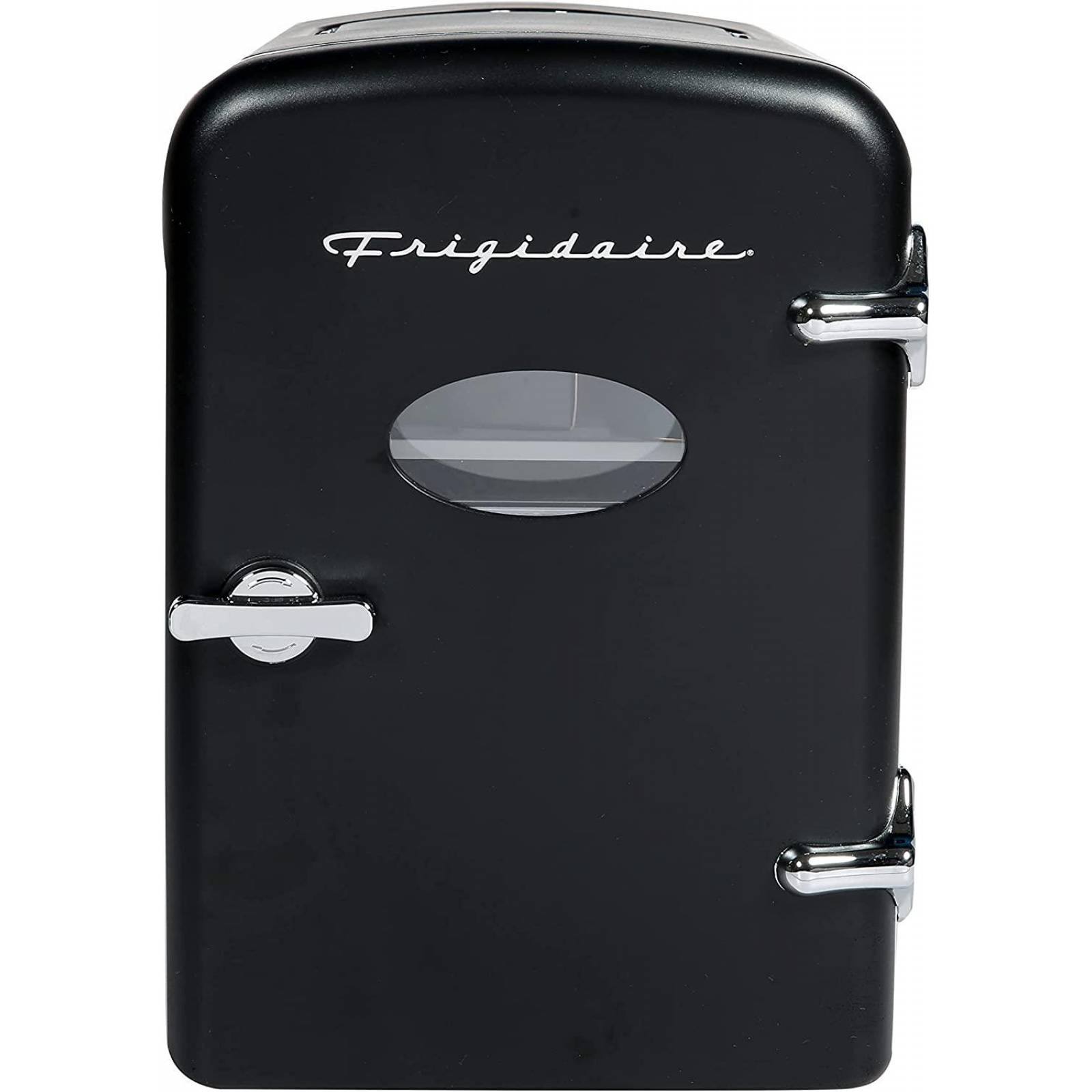 Frigidaire EFMIS175-BLACK Mini refrigerador portátil, retro, 6 latas, negro 