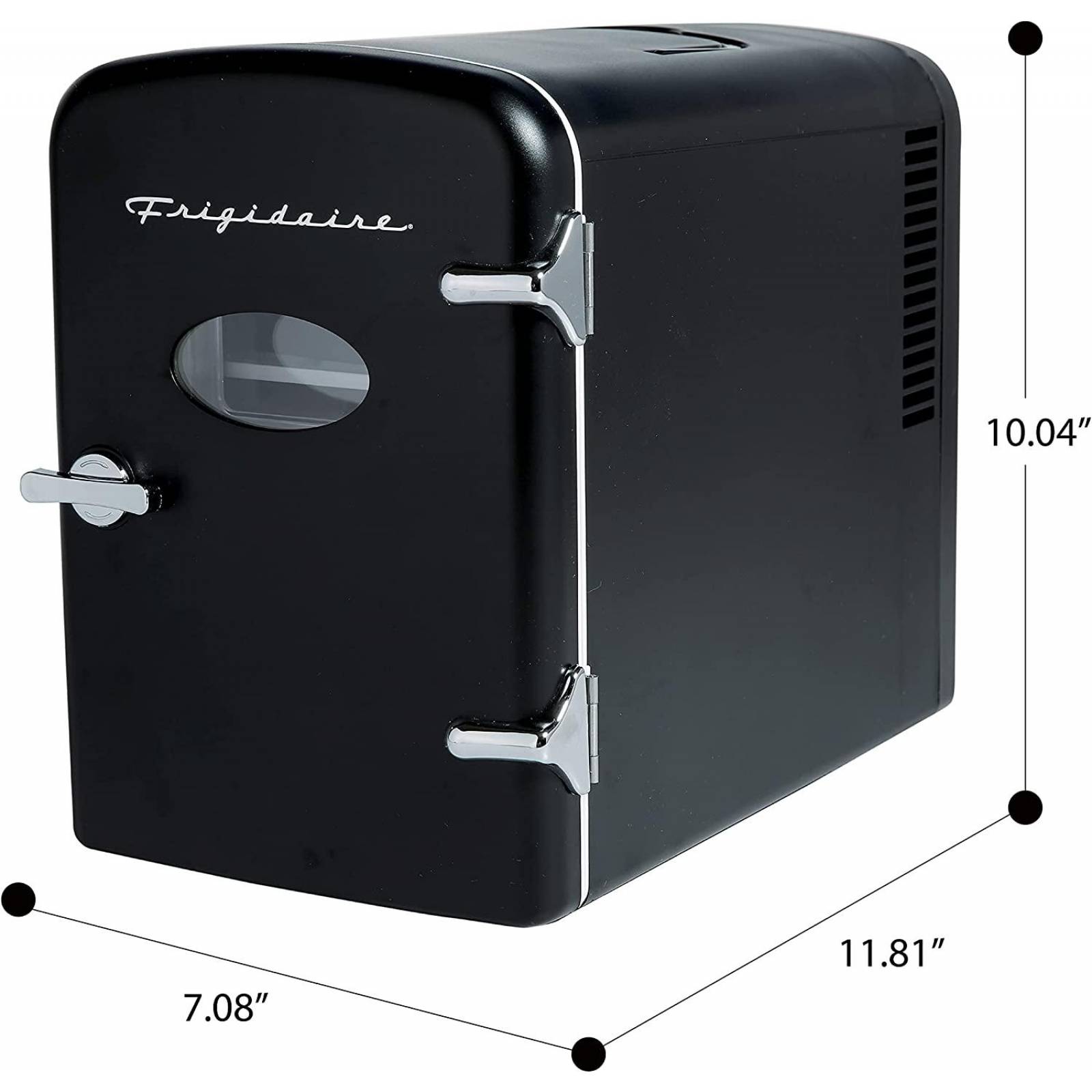 Frigidaire EFMIS175-BLACK Mini refrigerador portátil, retro, 6 latas, negro 