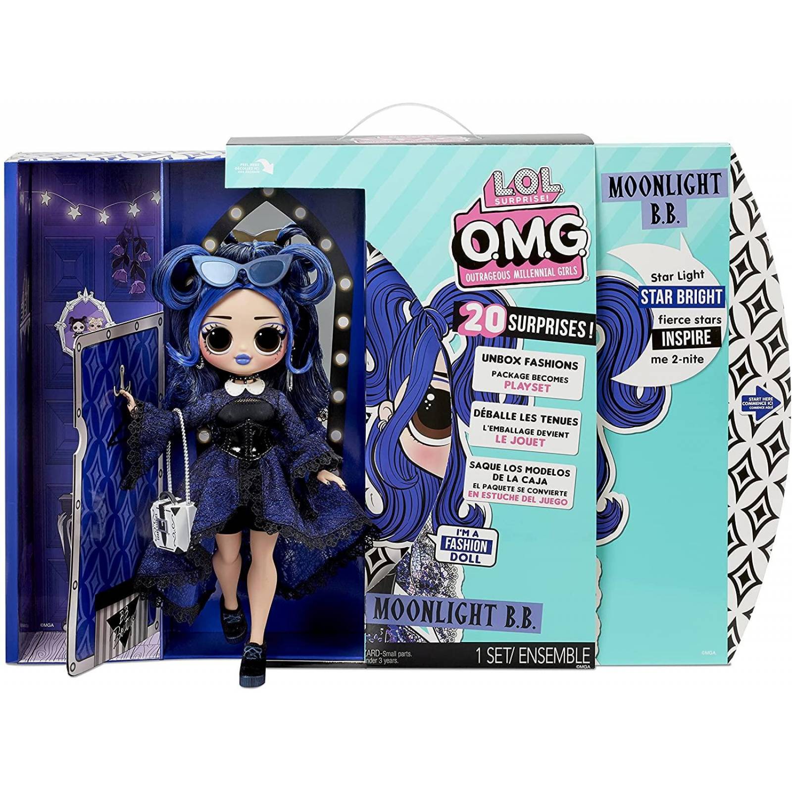 LOL Surprise OMG Moonlight B.B. Fashion Doll con 20 sorpresas