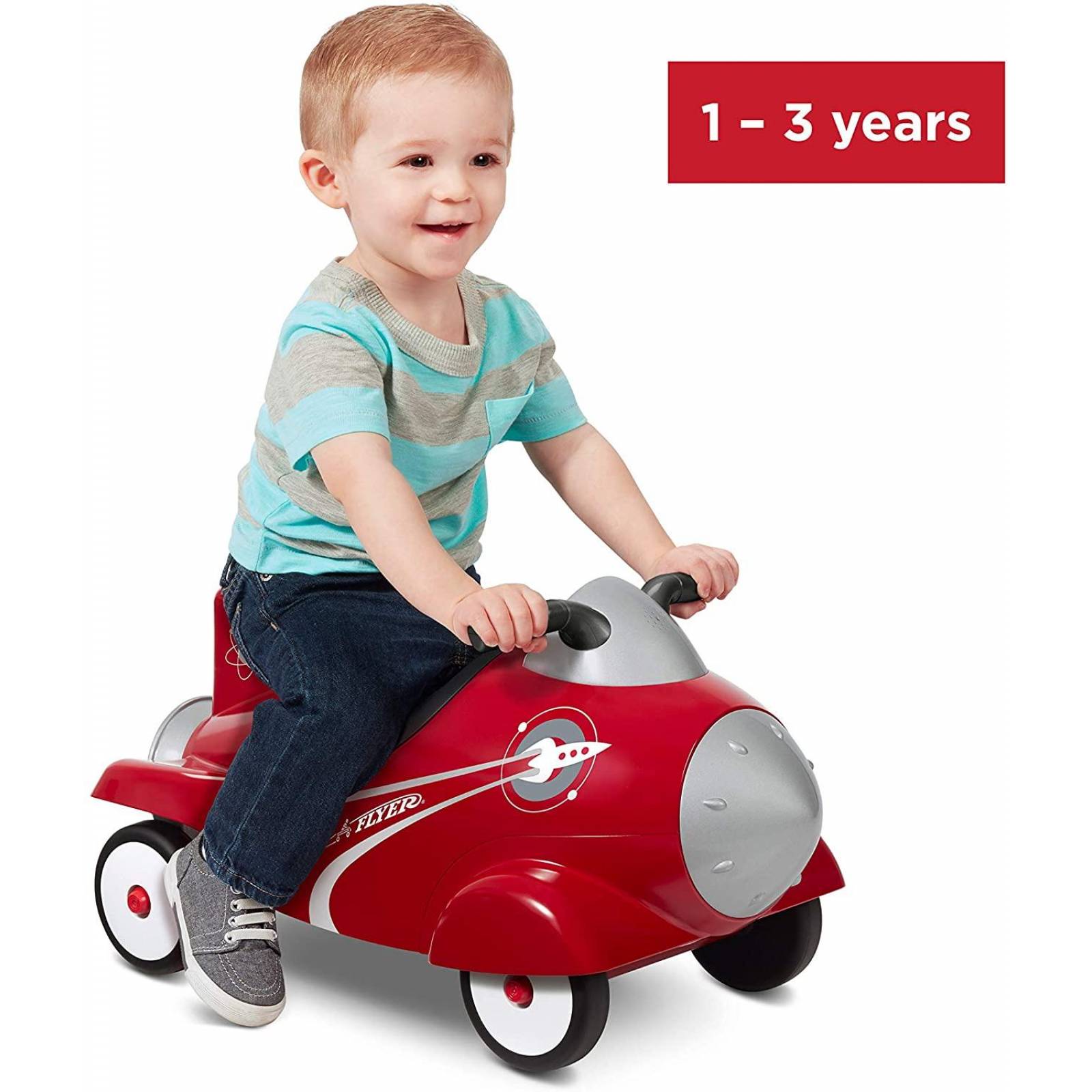 Radio Flyer Retro Rocket. Carro de niños para montar con luces y sonidos