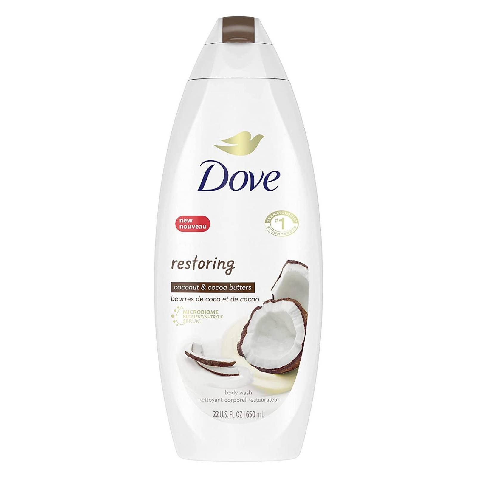 Dove Restoring Body Wash con manteca de coco y cacao, 22oz 