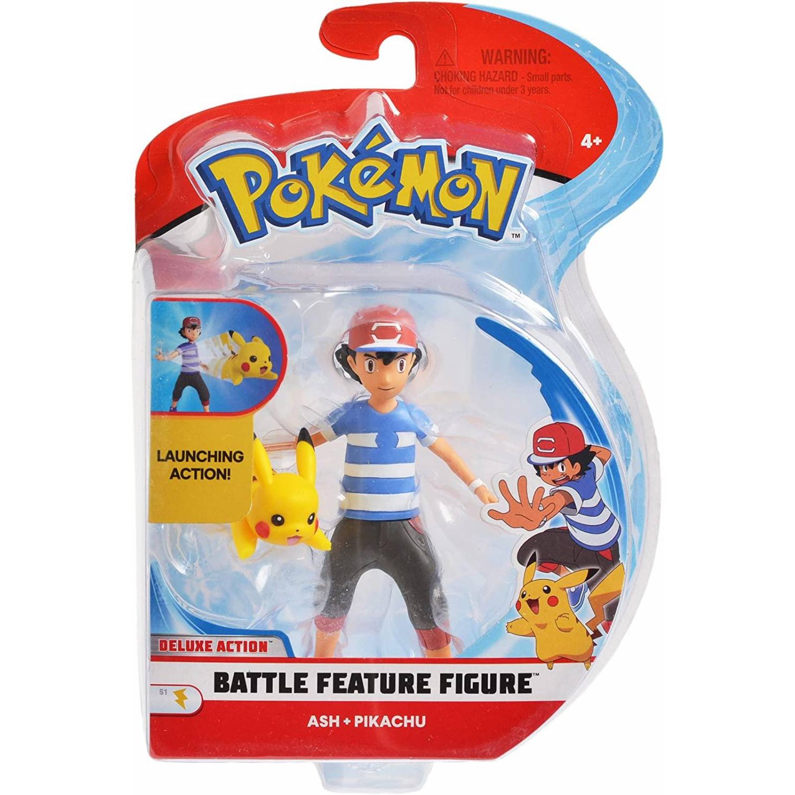 Pokemon Figura de Acción Ash 4.5 in y Pikachu 2in