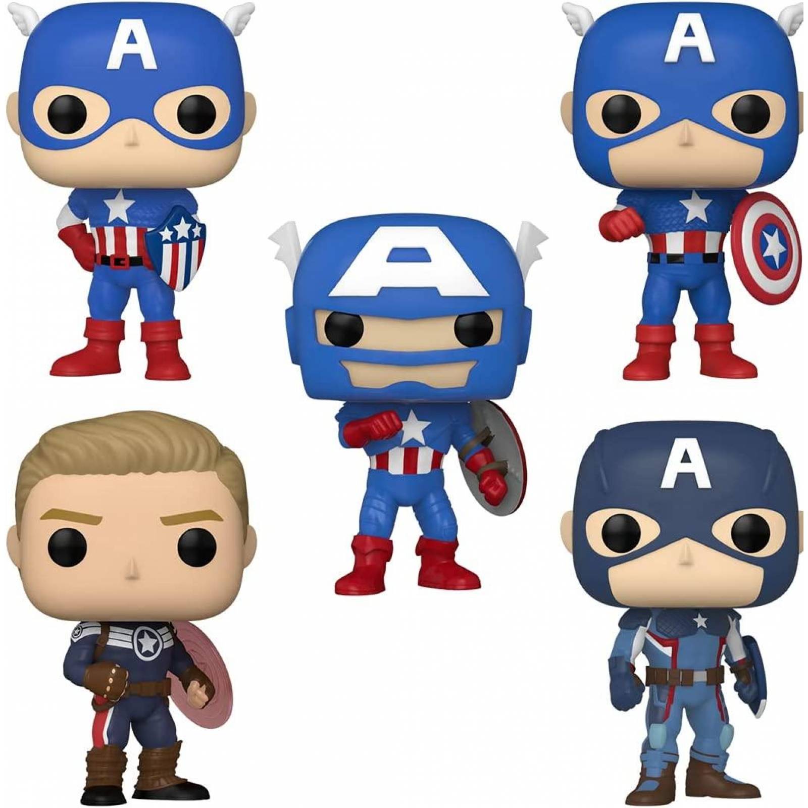 Funko Pop! Marvel: Año del Escudo- Capitán América a través de los años, 5 pack 