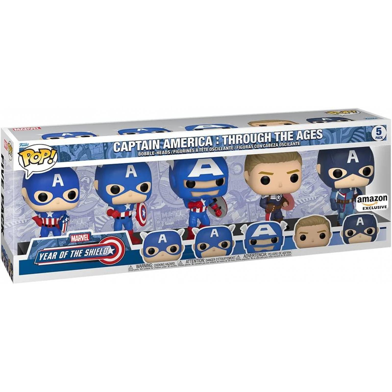 Funko Pop! Marvel: Año del Escudo- Capitán América a través de los años, 5 pack 