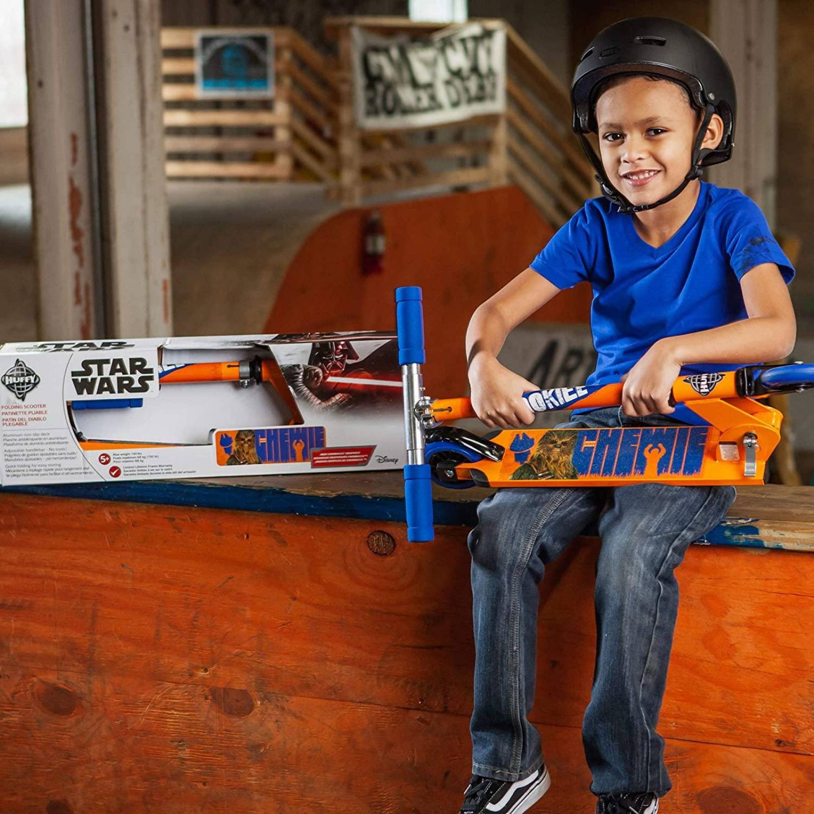 Huffy Star Wars Chewbacca - Scooter en línea plegable para niños, color naranja 